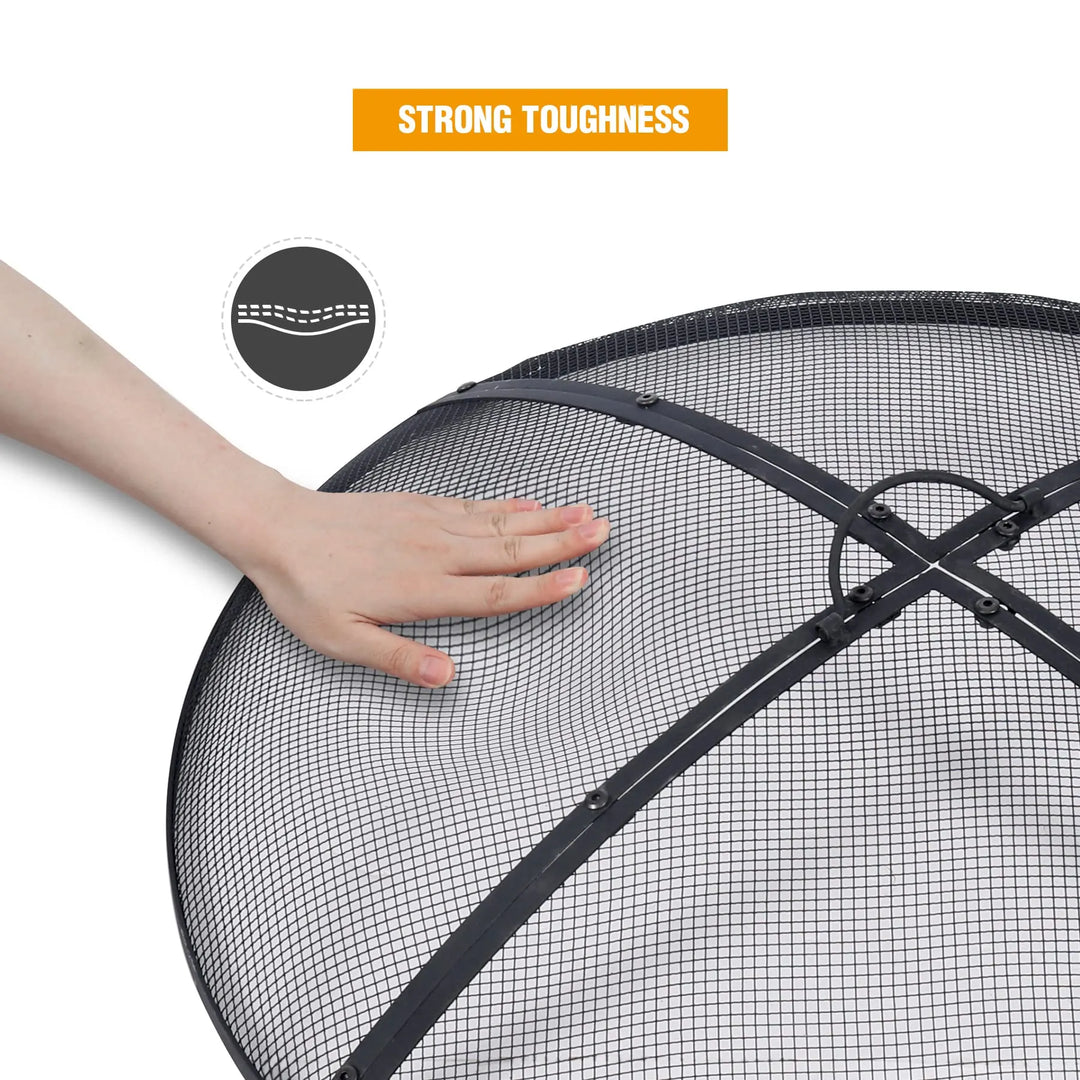 Fire Pit Spark Screen with Handle and Poker Outdoor Mesh Cover30"/36"