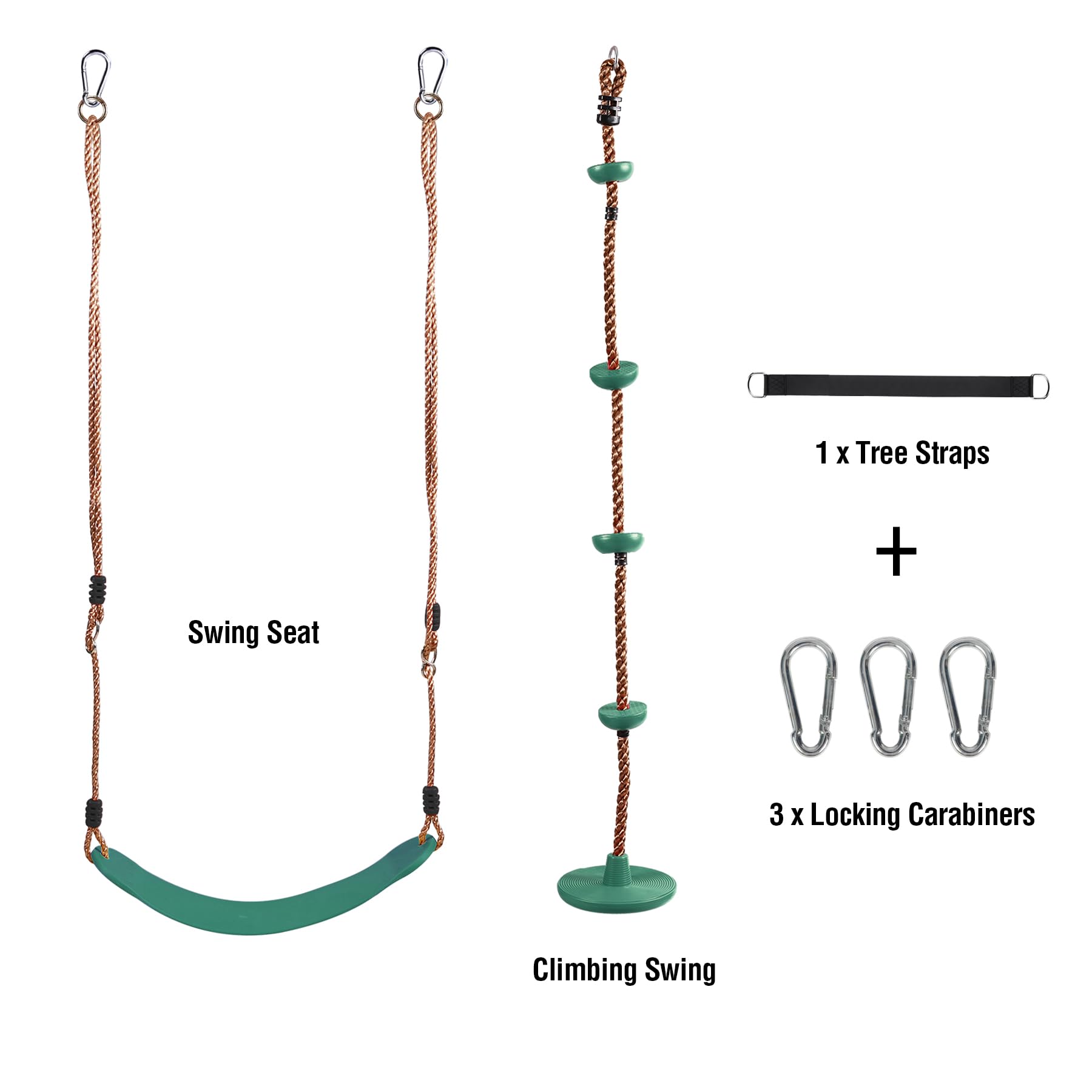 Kids Belt Swing Seat & Disc Climbing Rope Combo Set