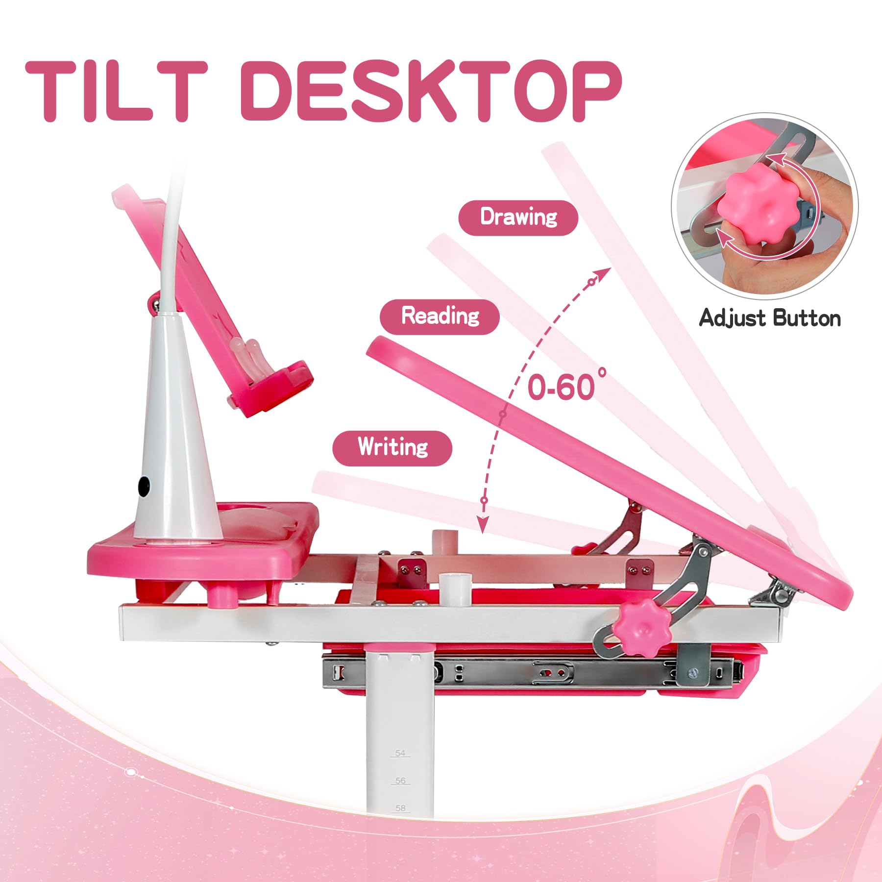 REDCAMP Adjustable Student Desk and Chair Set with Drawing Tilt Desktop