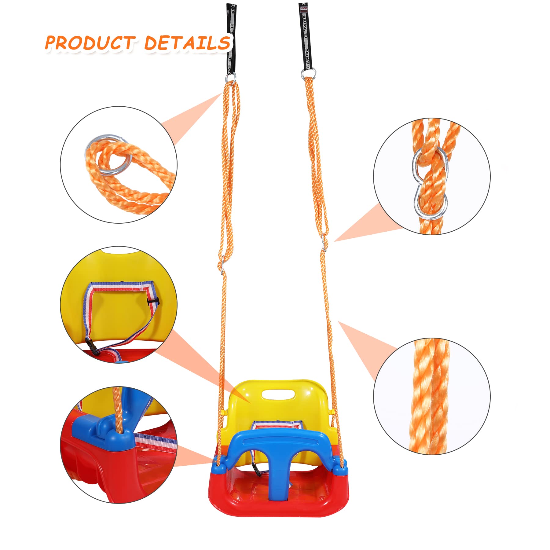 4-in-1 Convertible Toddler Swing with Detachable Dining Tray