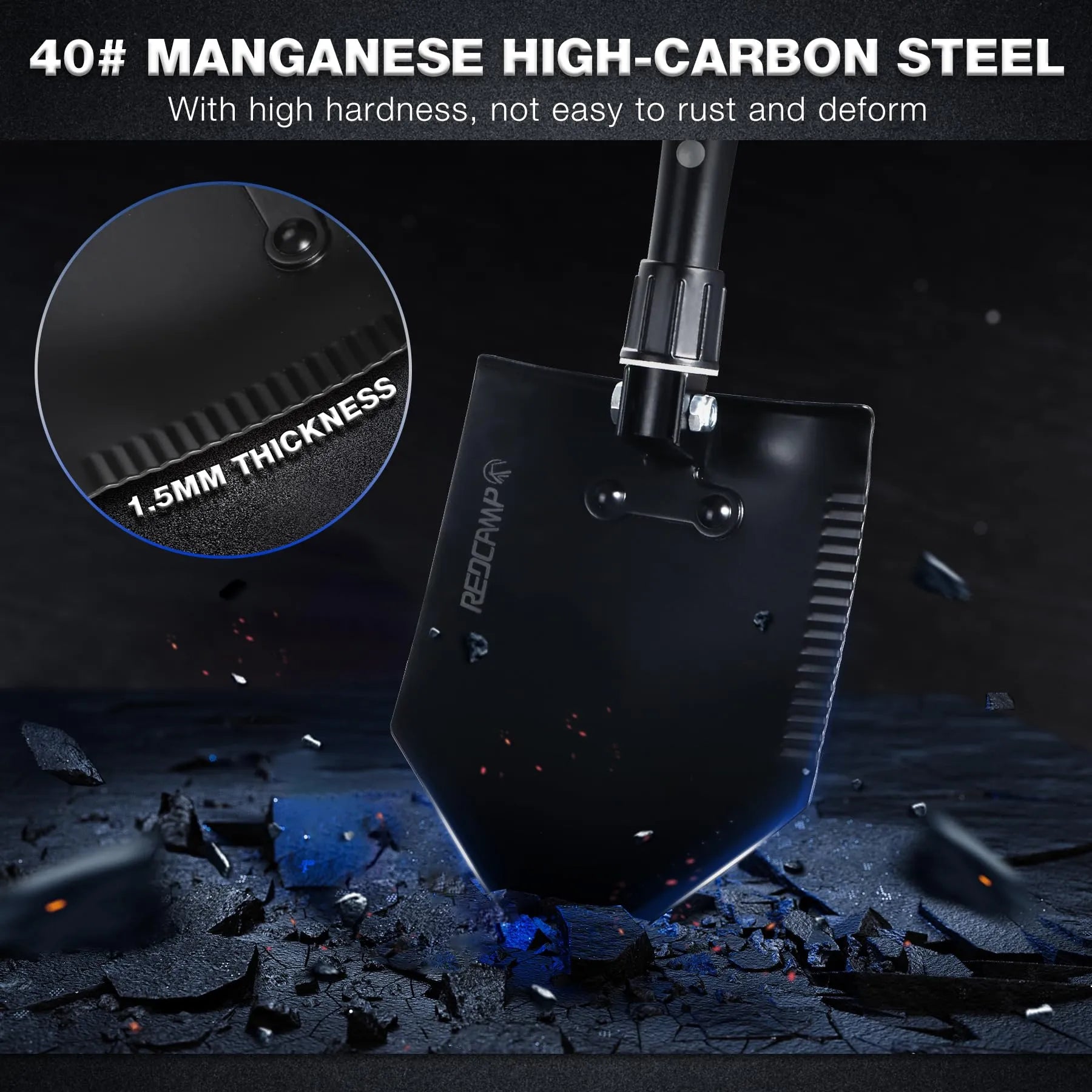 23" Forces Spetsnaz Shovel, Tactical Entrenching Tool Hardwood Handle Shovel, Military Folding Camping Shovel for Camping Hiking Gardening Beach, Black