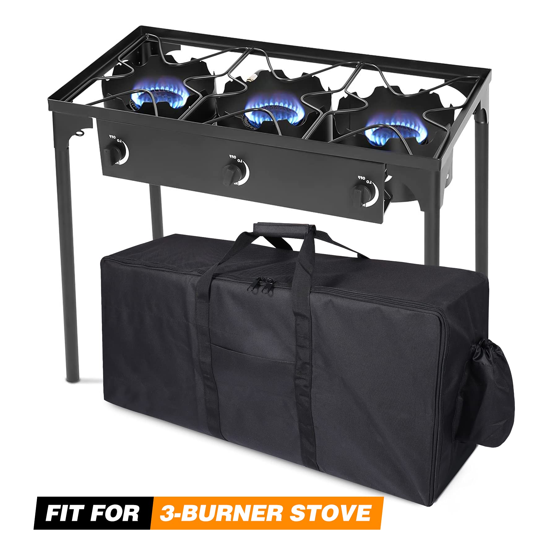 Camp Stove Carry Bag for 3 Burner Stove, Large Case for Three Burner Gas Grill Accessories, 40.5" L x 10" W x 17" H