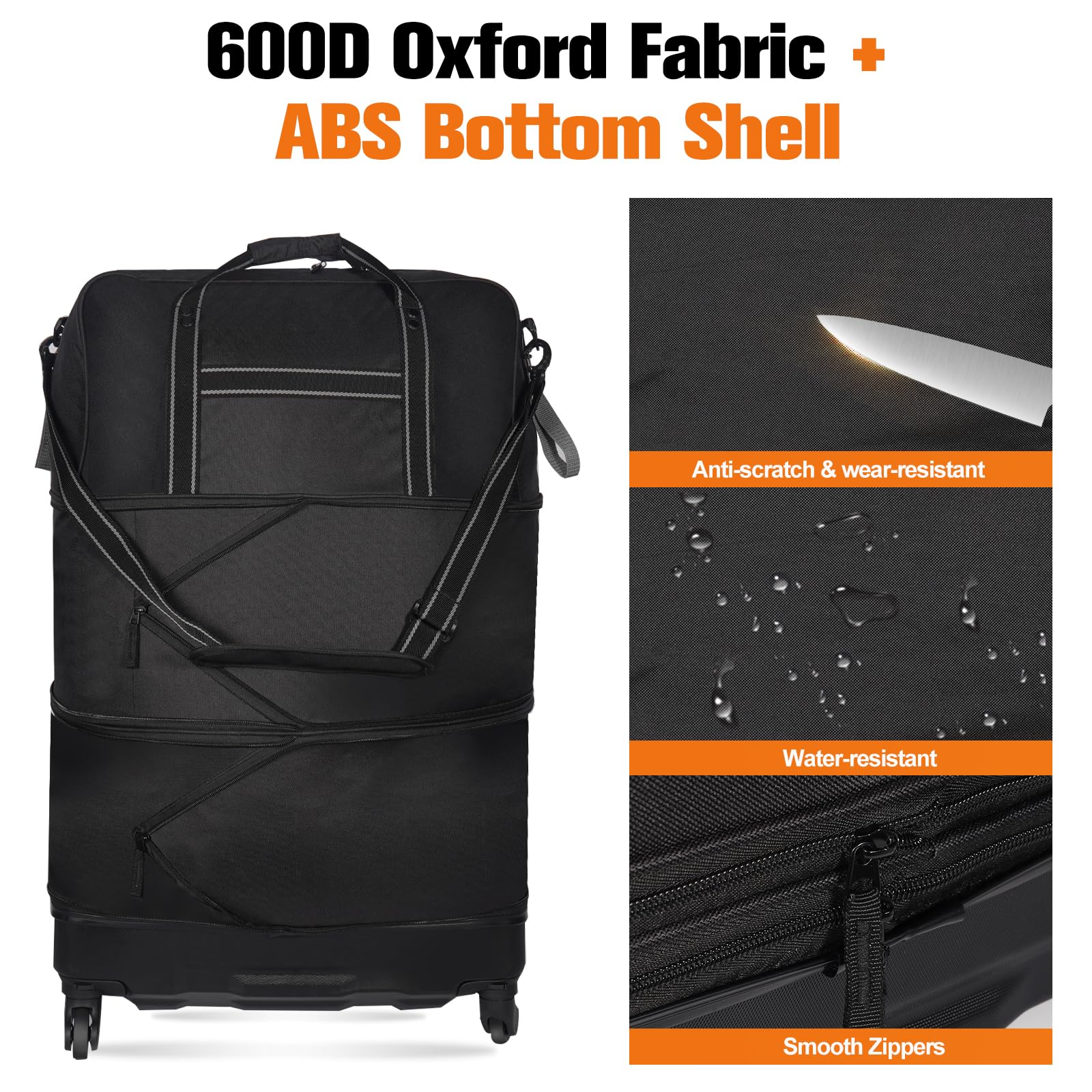 Expandable Rolling Duffel - 60L-130L Adjustable Capacity