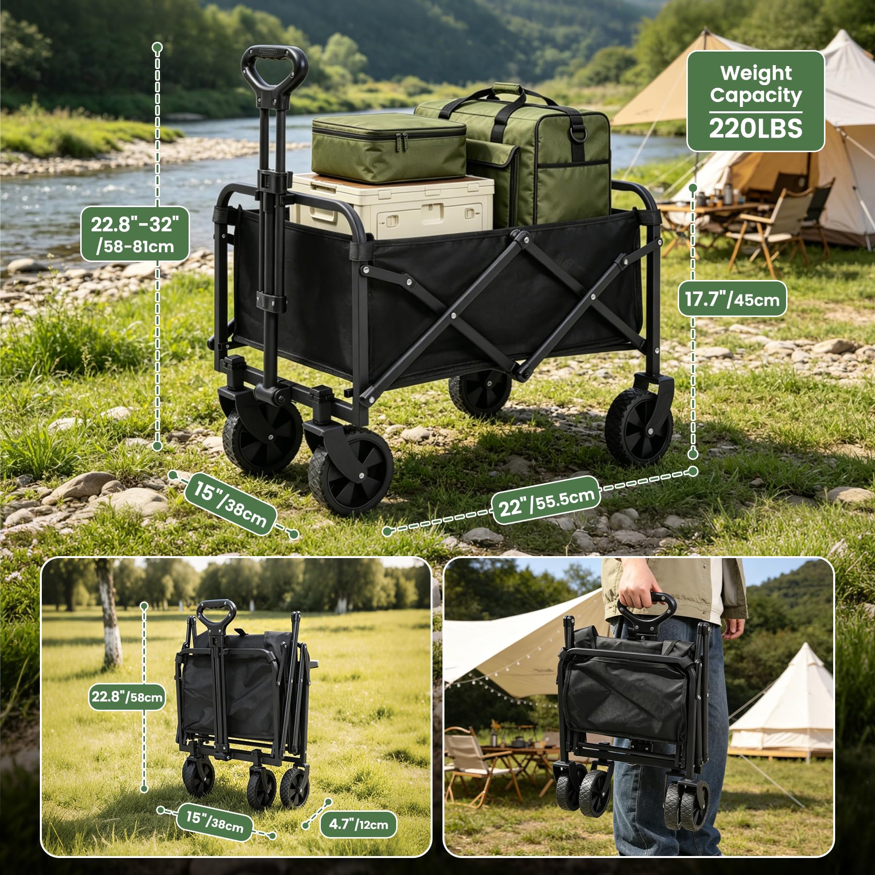 Heavy-Duty Collapsible Wagon with Wheels