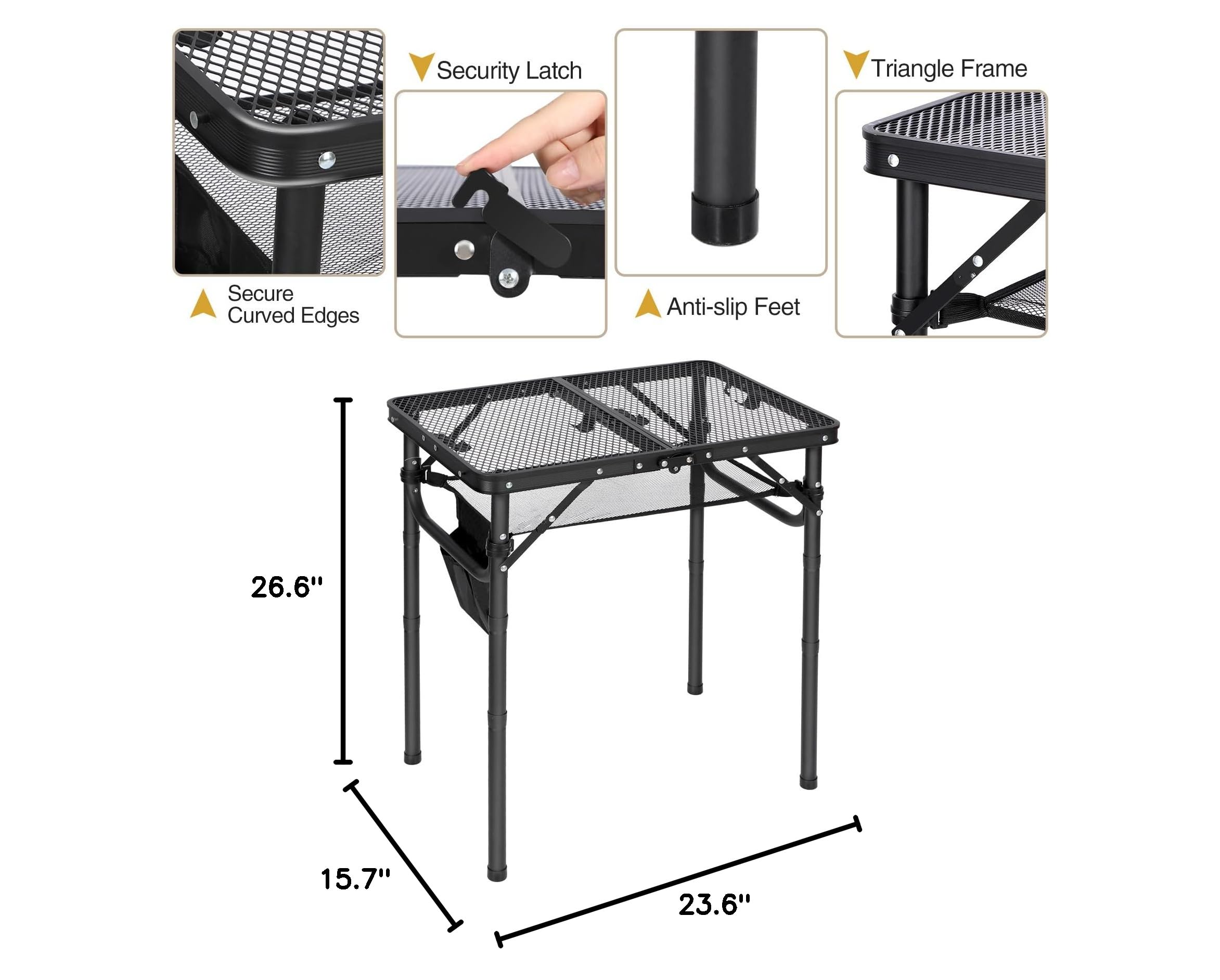 REDCAMP Folding Grill Table for Outside with Adjustable Height Legs