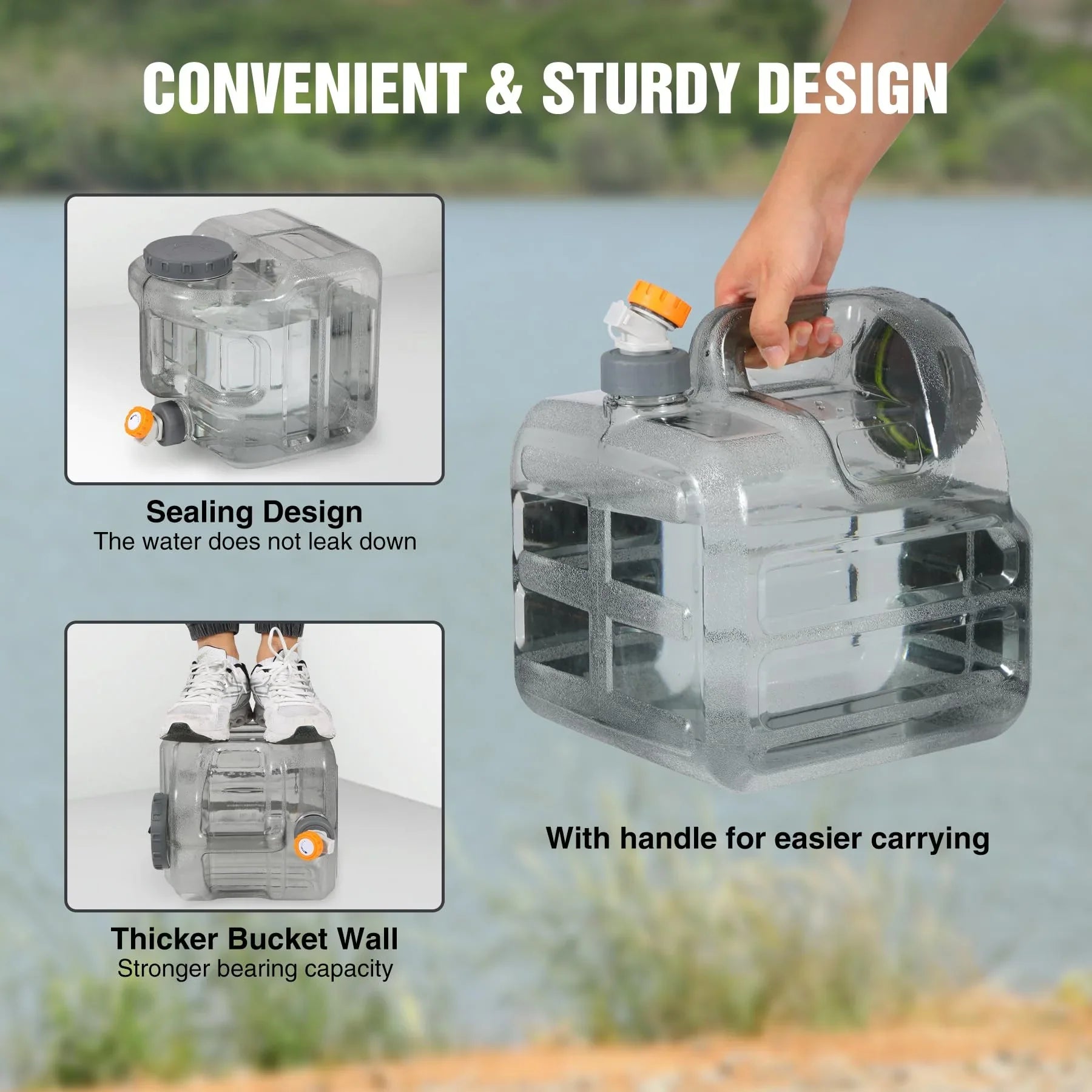 Portable Water Storage Tank with Adjustable Spigot - Food Grade PC