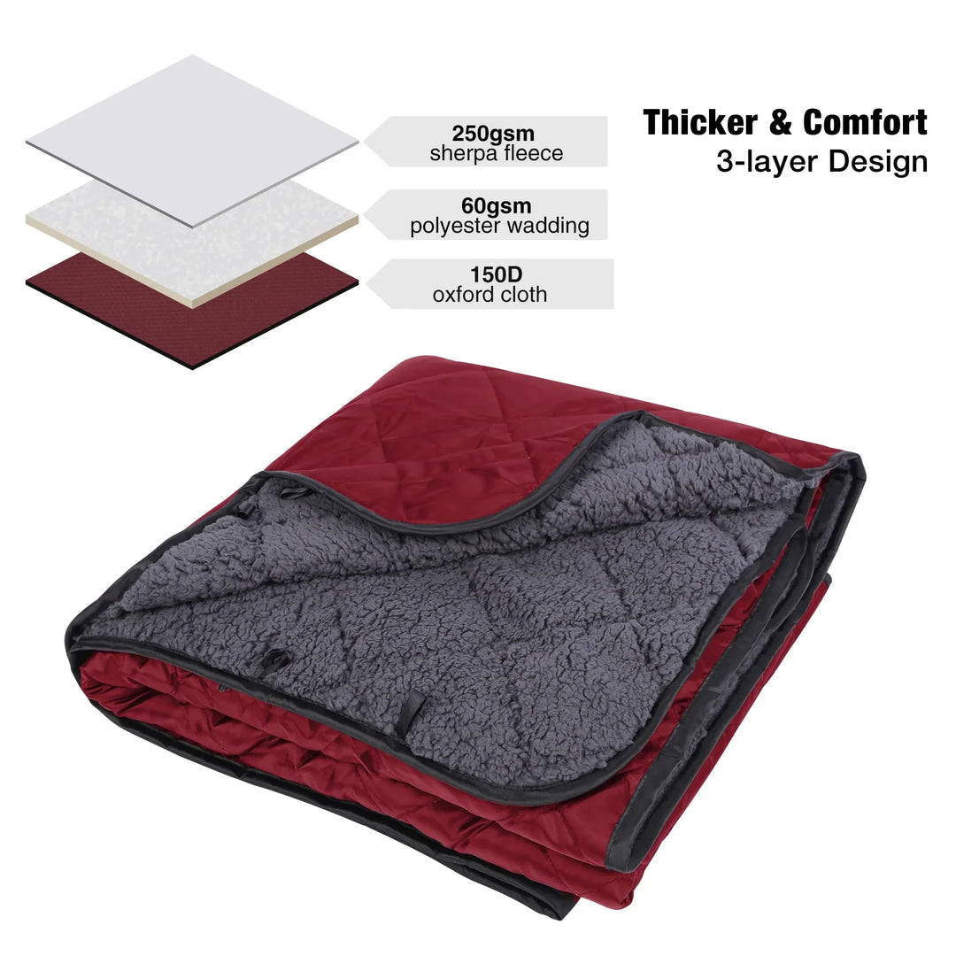 Waterproof Sherpa Stadium Blanket for Outdoor Events