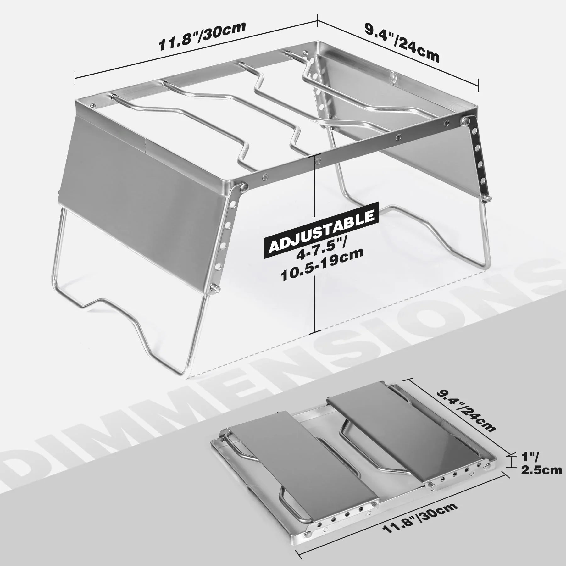 12" Portable Open Fire Campfire Grill