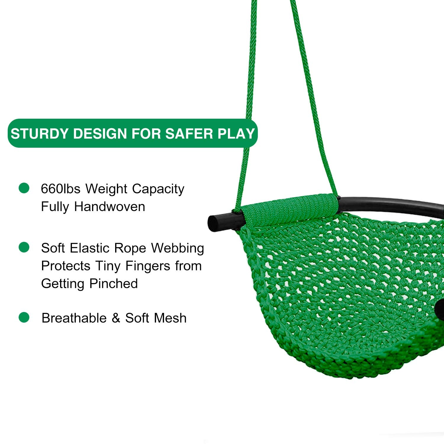 Toddler Swing, Swing Seat for Kids with Heavy Duty Adjustable Ropes, Hand-Knitting Secure Children Swing Set for Indoor Porch, Outdoor Playground, Backyard, Tree