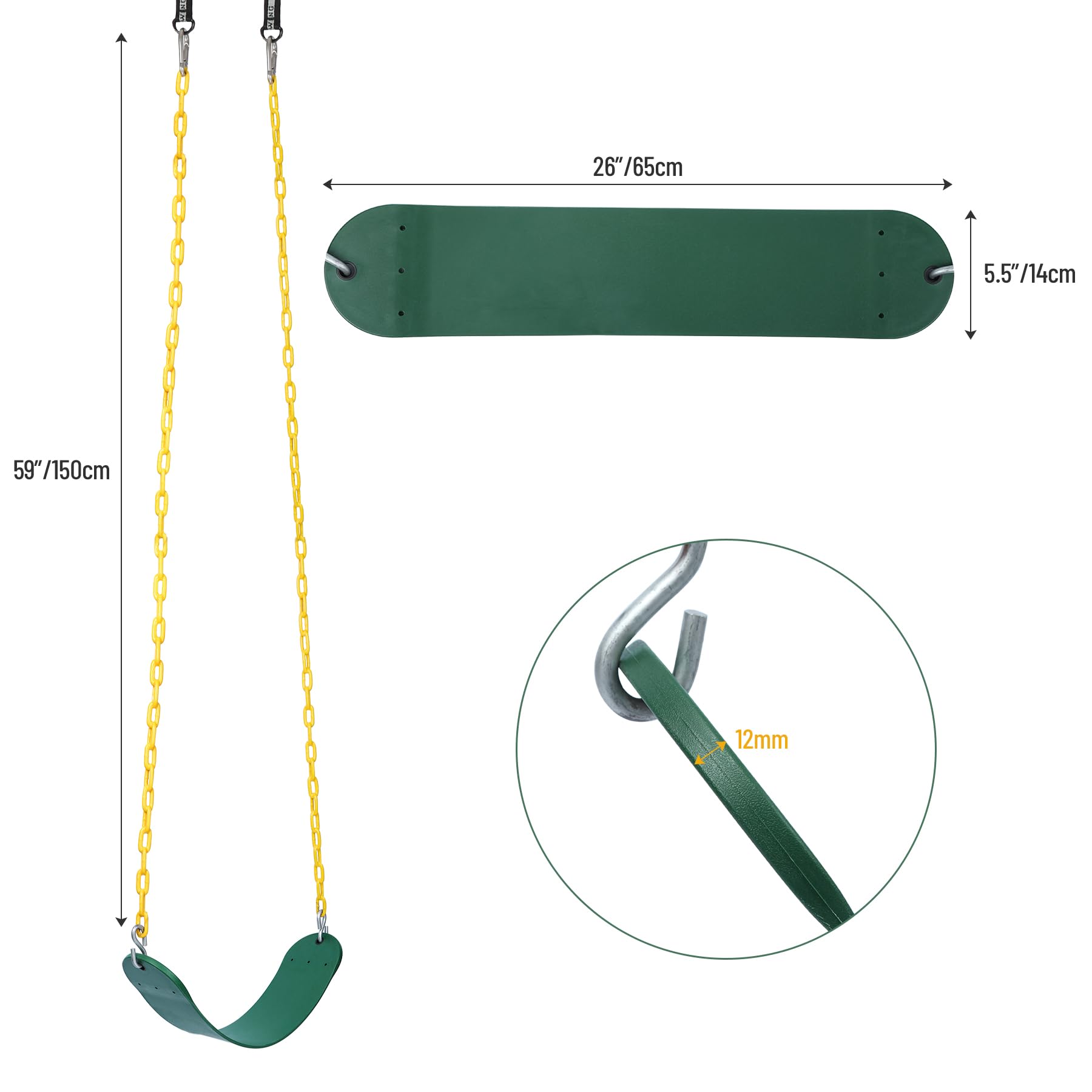 Heavy-Duty Playground Swing Seat & Trapeze Ring Combo
