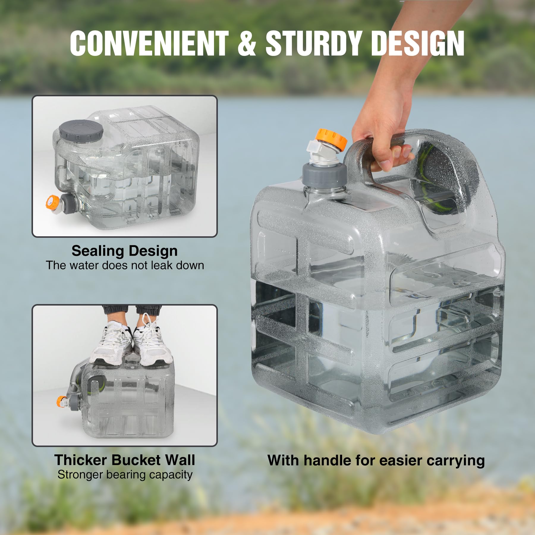 Portable Water Storage Tank with Adjustable Spigot - Food Grade PC