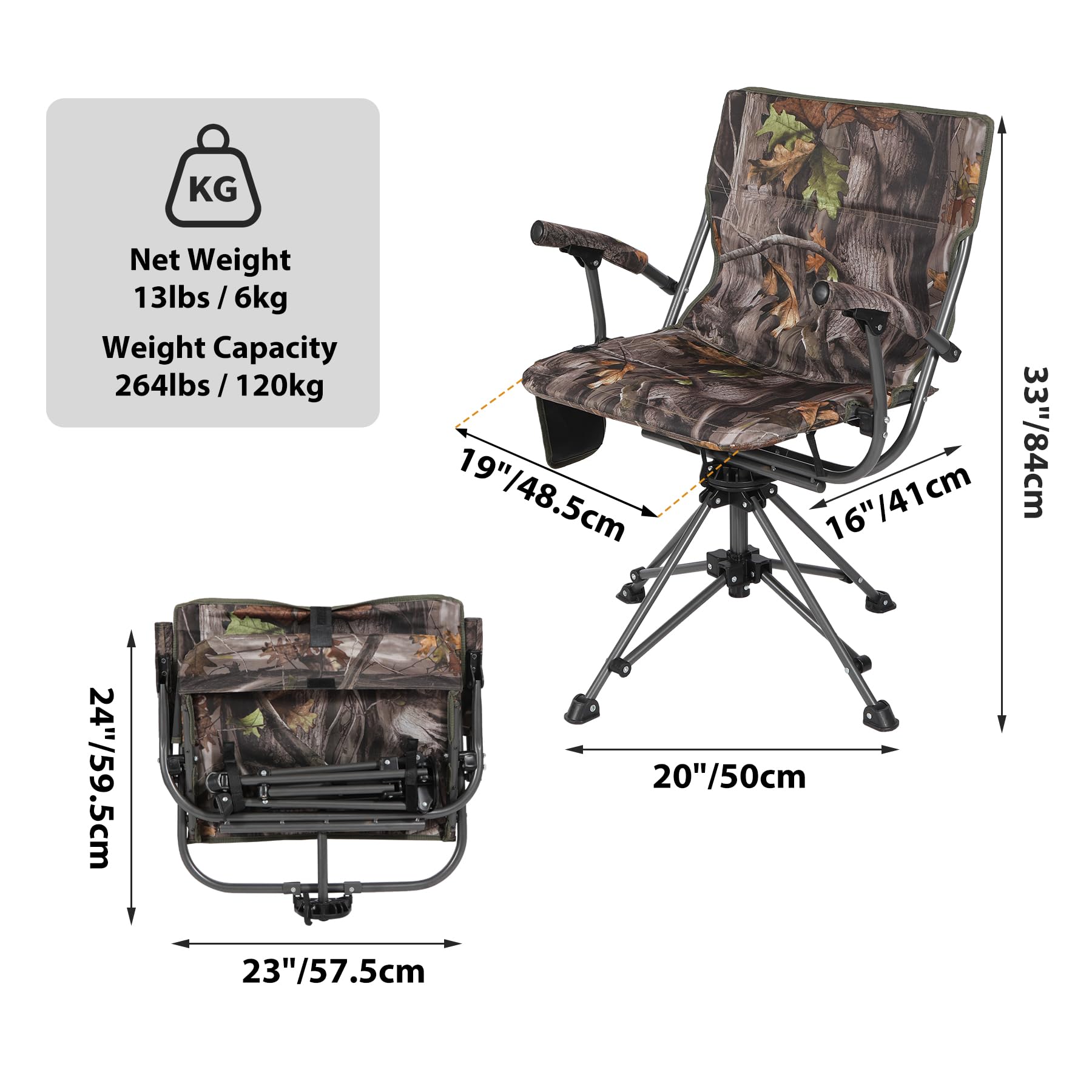 360° Swivel Heated Hunting Chairs for Ground Blinds