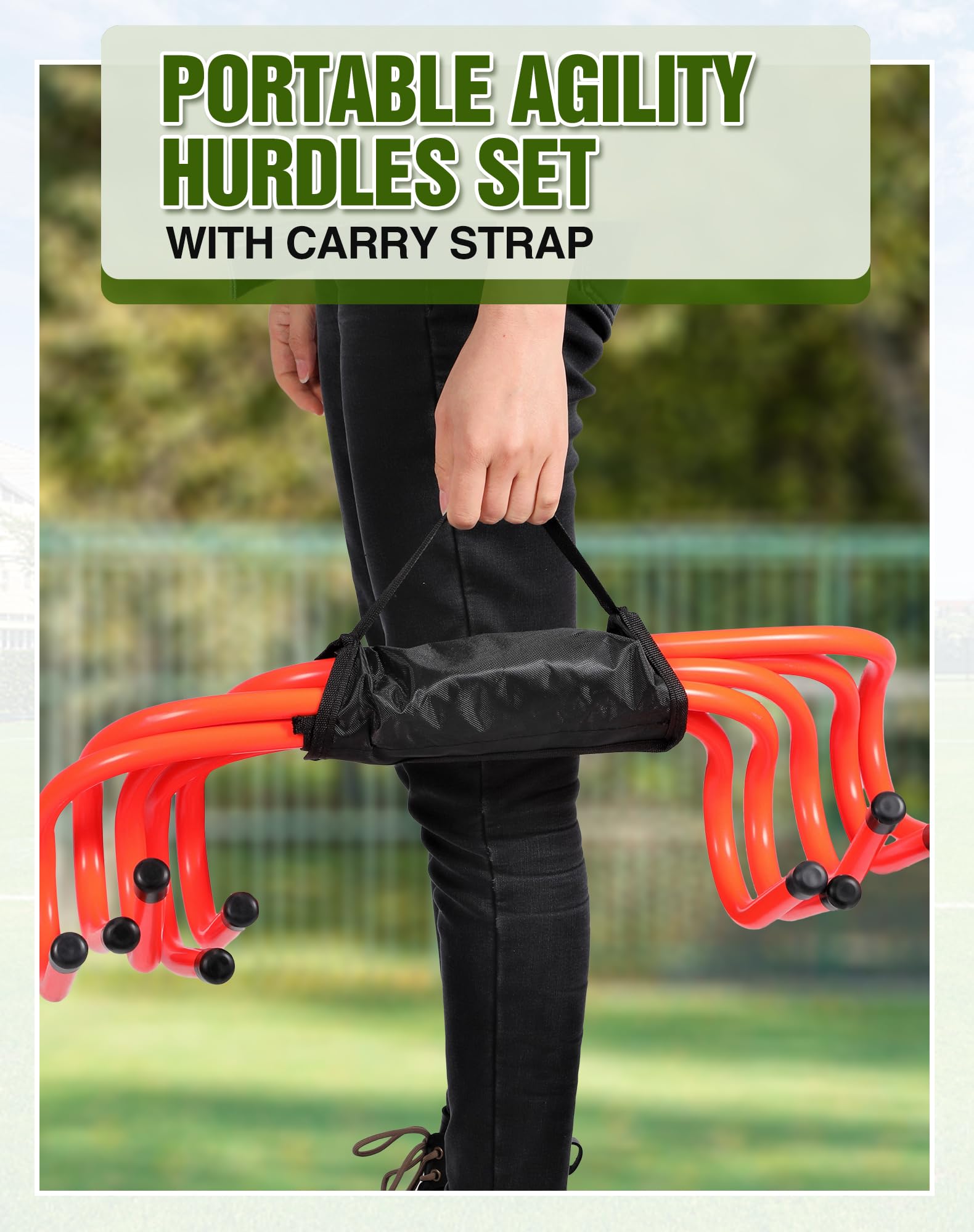 Adjustable Agility Hurdles,4 Height Speed Training Hurdles, Portable Speed Training Equipment with Carry Bag for for Athletes,Kids,Soccer,Basketball