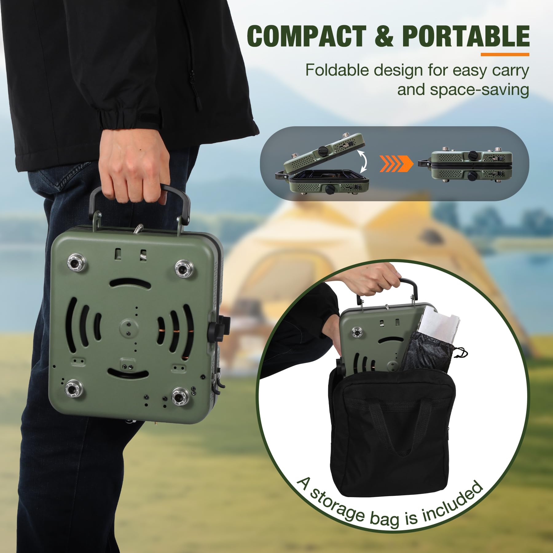 2 Burner Camping Stove with Windscreen