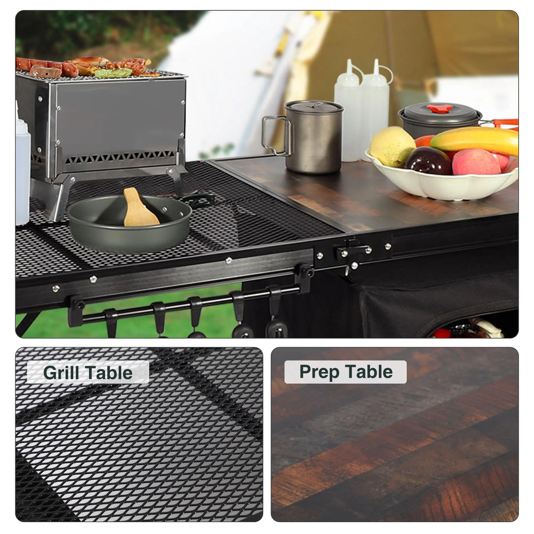 Portable Camping Kitchen Table with Storage Organizer for Outdoor - Redcamp