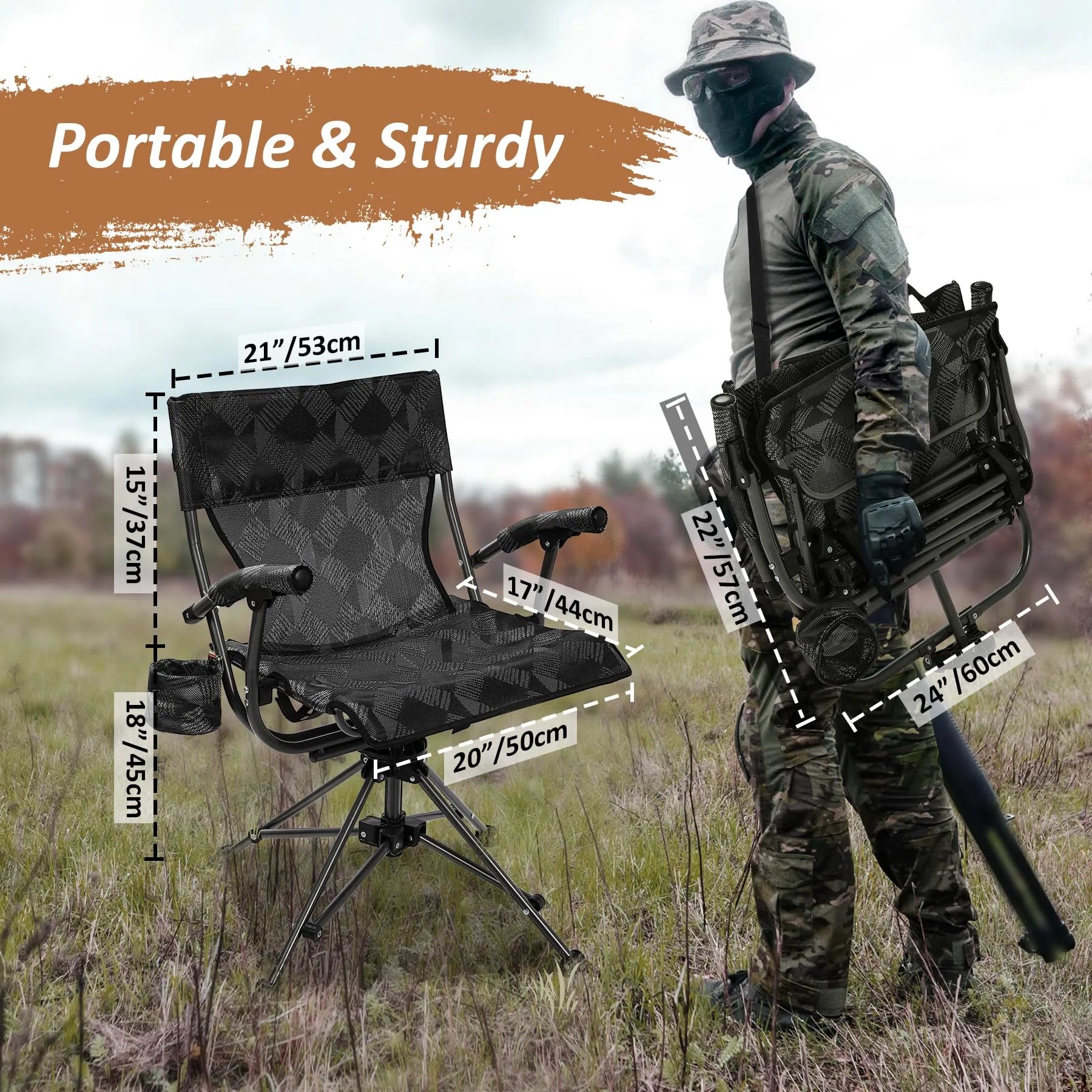 Silla de caza giratoria de 360 ​​grados REDCAMP para persianas