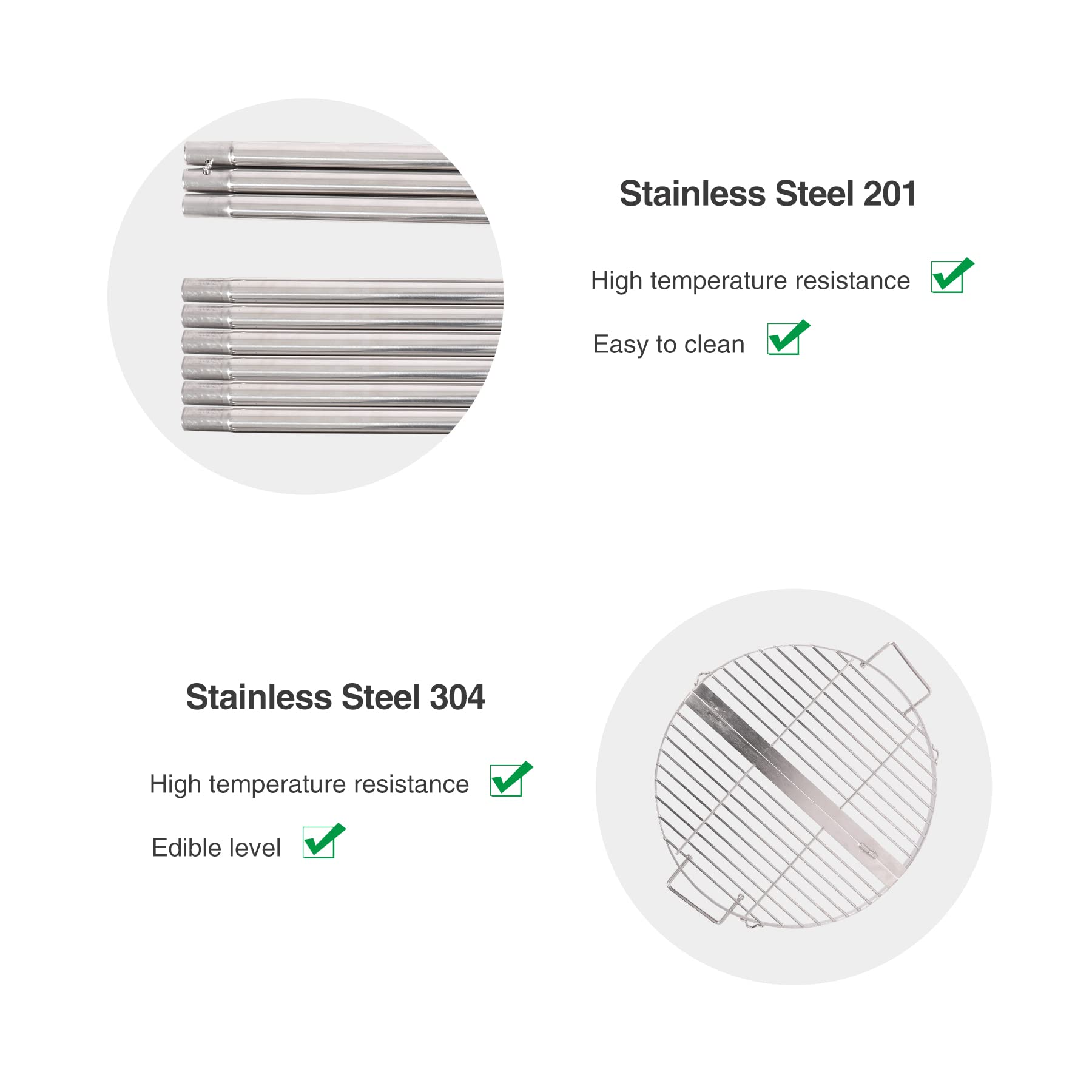 Campfire Tripod Grill for Cooking, Durable Stainless Steel Camping Fire Tripod Grill with Round Grate and Carrying Bag for Outdoor BBQ, Silver