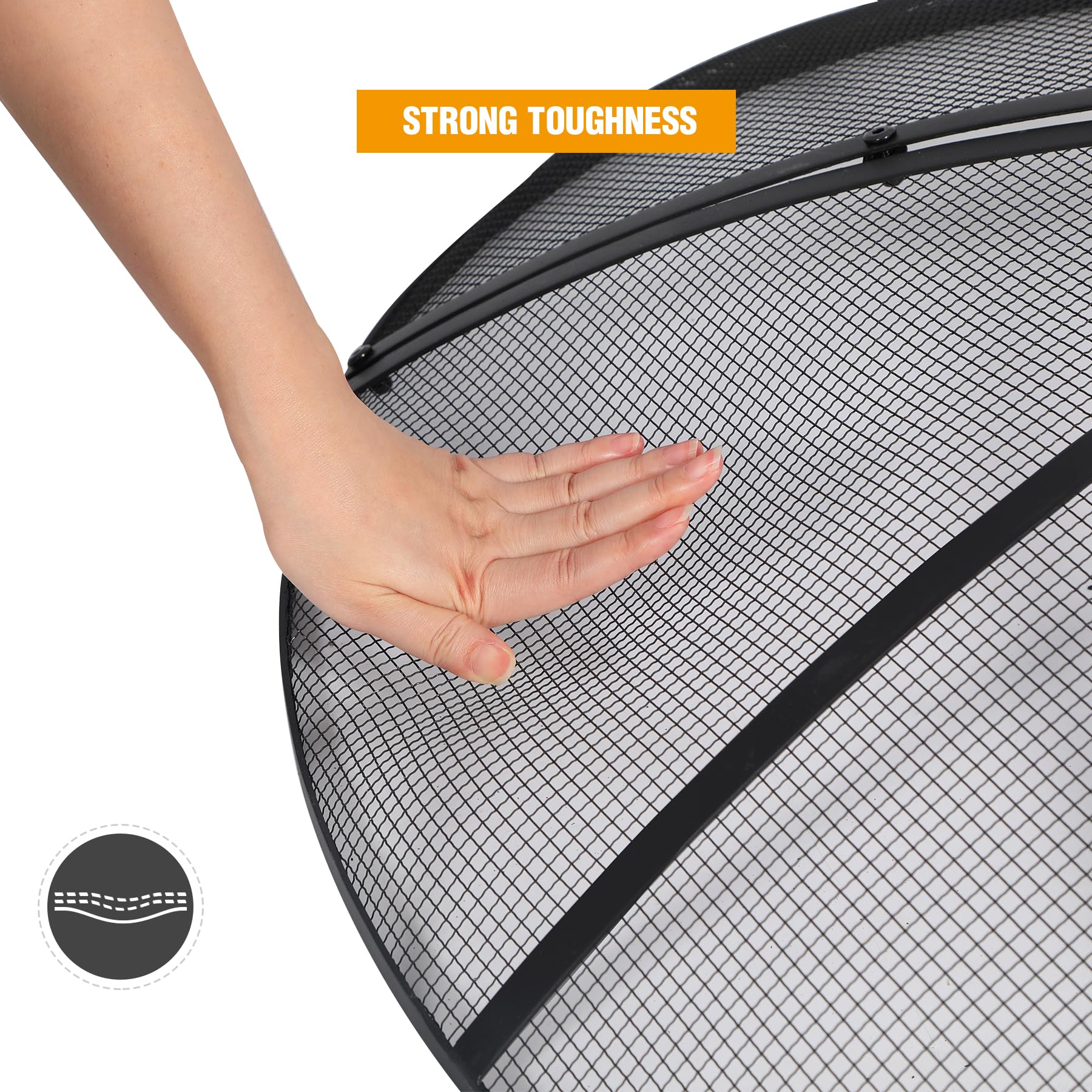 Fire Pit Spark Screen with Handle and Poker Outdoor Mesh Cover30"/36"