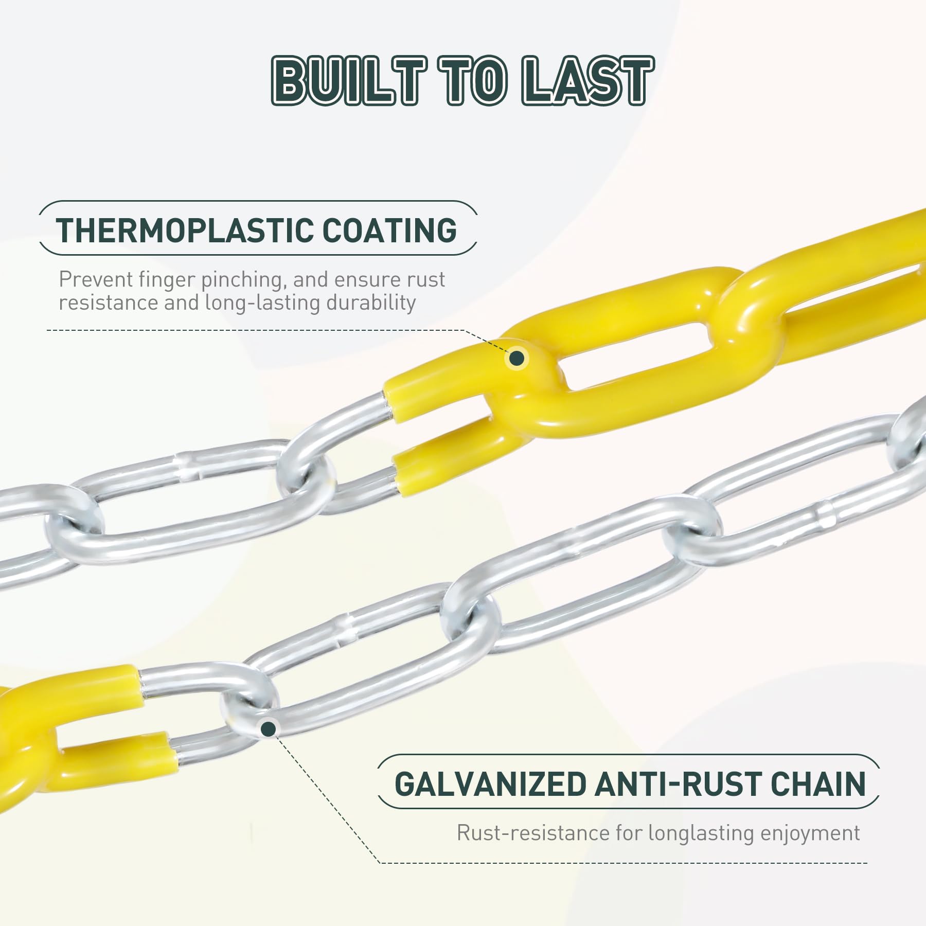 Trapeze Bar for Swing Set Playground, Heavy Duty 18" Trapeze Swing Bar with Rings and Adjustable Chains 47" Long,Yellow and Green