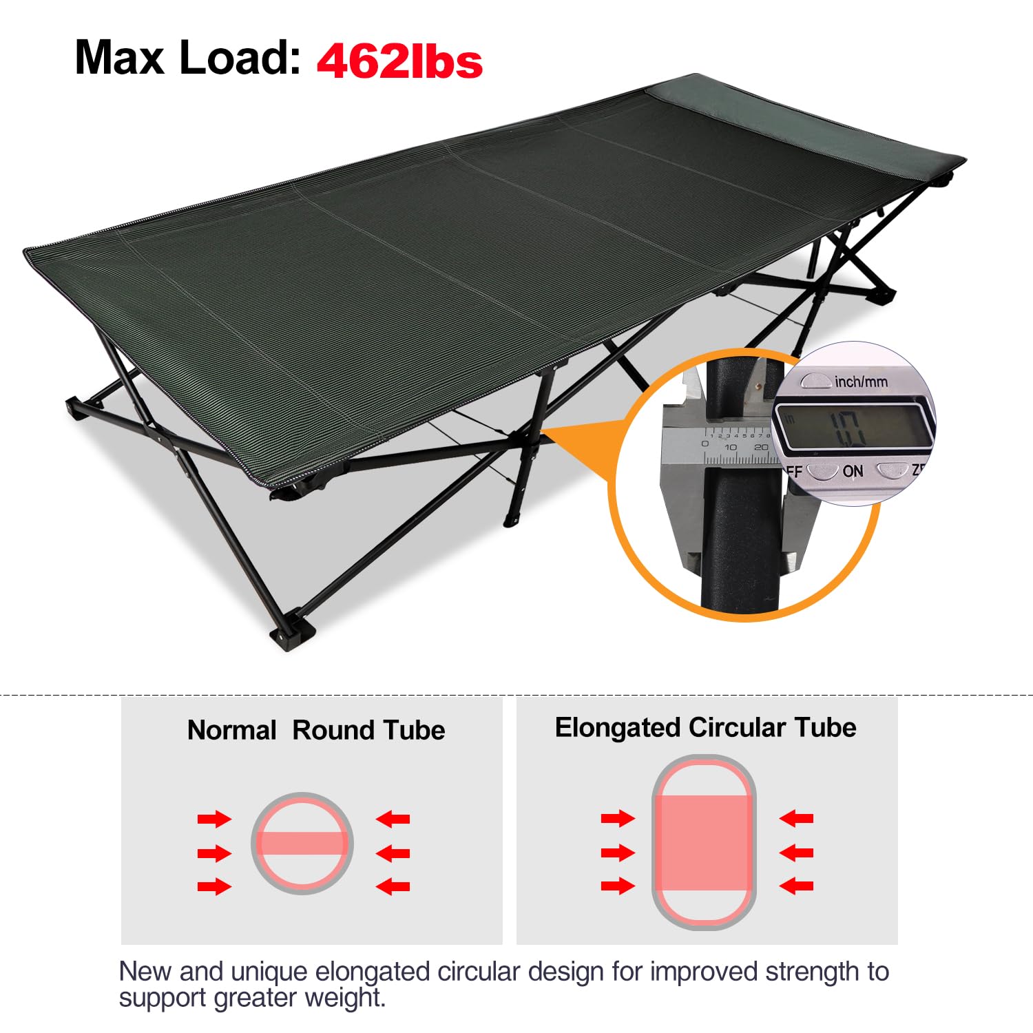 39.4" Extra Wide Heavy Duty Steel Camping Cot