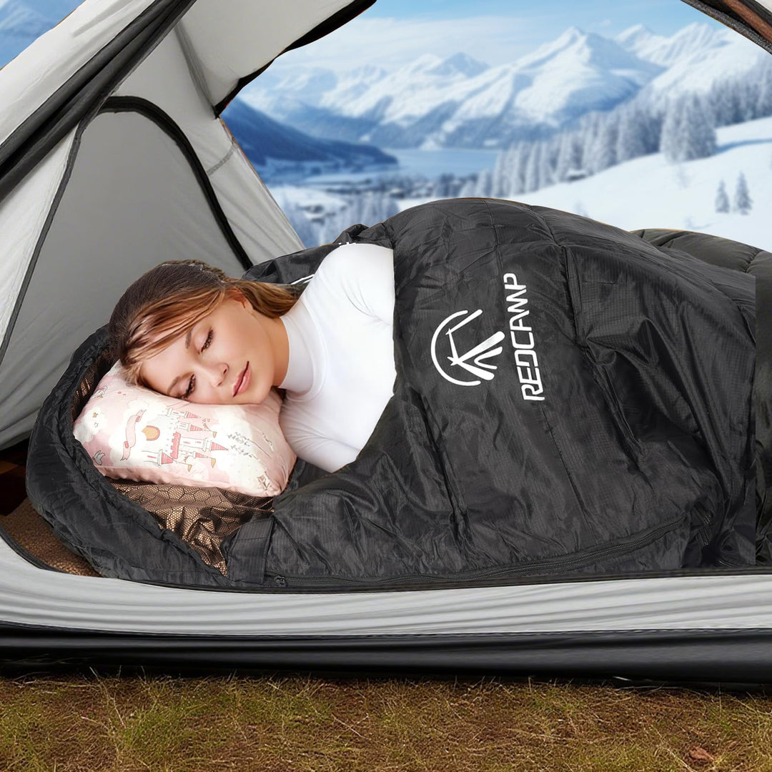 REDCAMP Backpacking Sleeping Bag with Graphene Lining for Adults Cold Weather,Lightweight Water-Resistant Warm Compact for Camping Backpacking Hiking