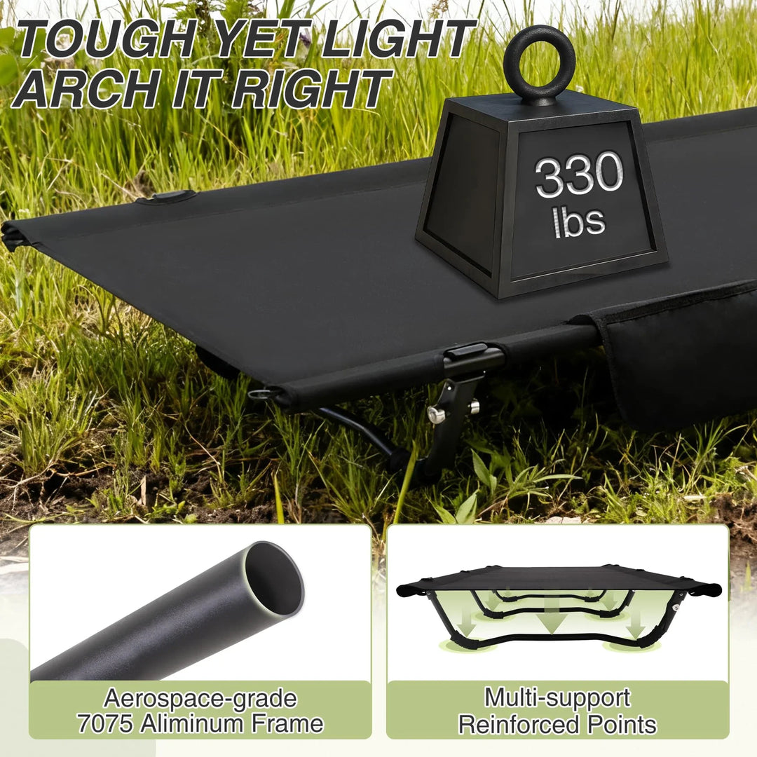 Ultralight Kids Cot,Portable Compact Camping Cot with Storage Bag for Adults, Portable Tent Cot with Side Pockets for Outdoor Travel Hiking Backpacking