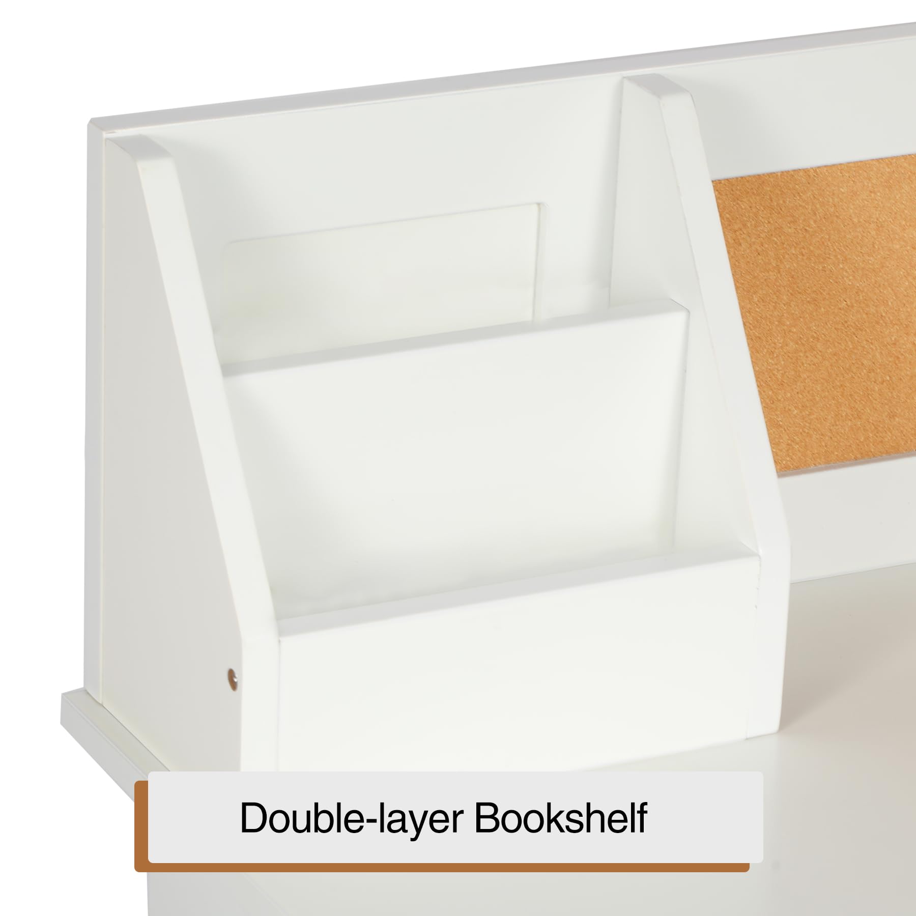 Kids Study Desk and Chair Set with Hutch, Wooden Writing Table, Ergonomic Homework Station with Storage Cabinet & Bulletin Board for Bedroom, School, White