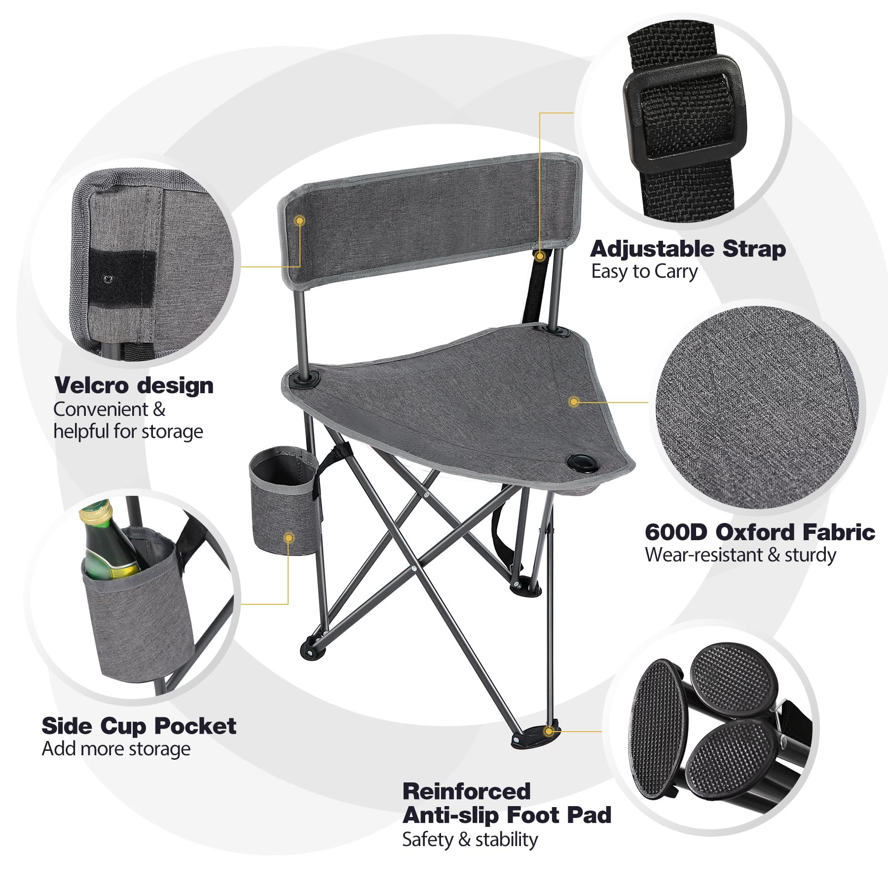 Lot de 2 chaises de camping à trépied 