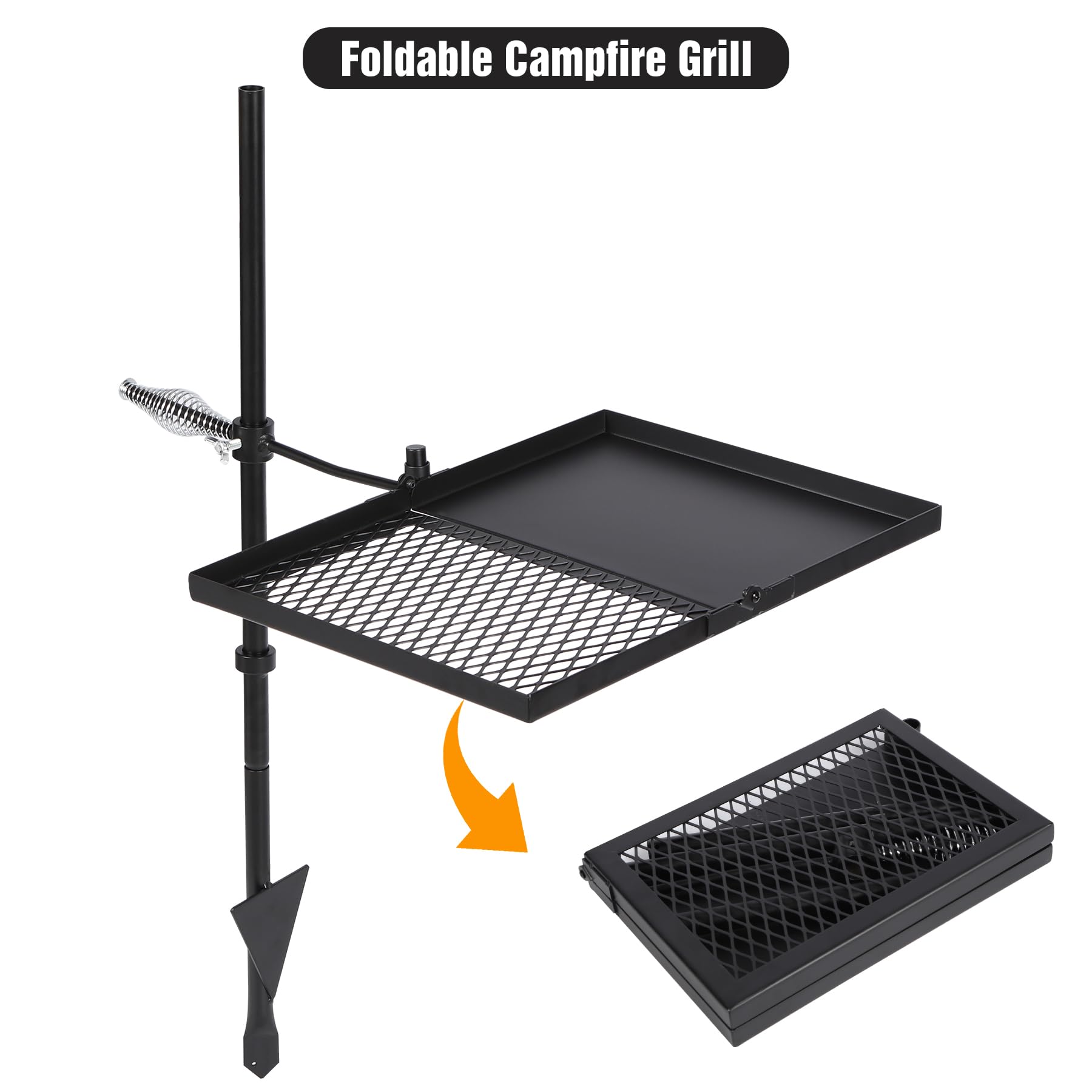 Folding Swivel Campfire Grill for Open Flame Cooking