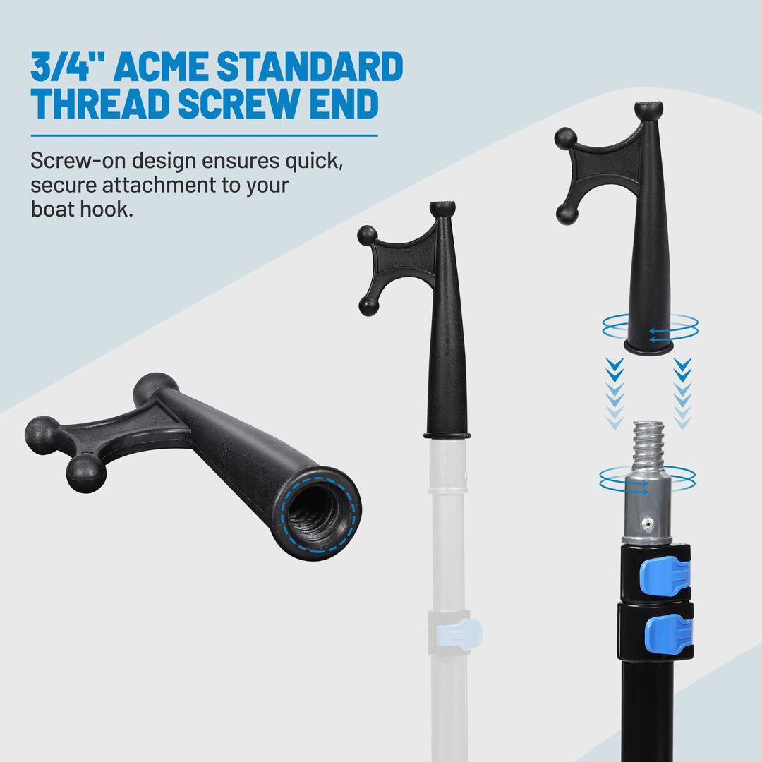 8ft/12ft Aluminum Extendable Telescopic Boat Hook For Docking, Black/Silver