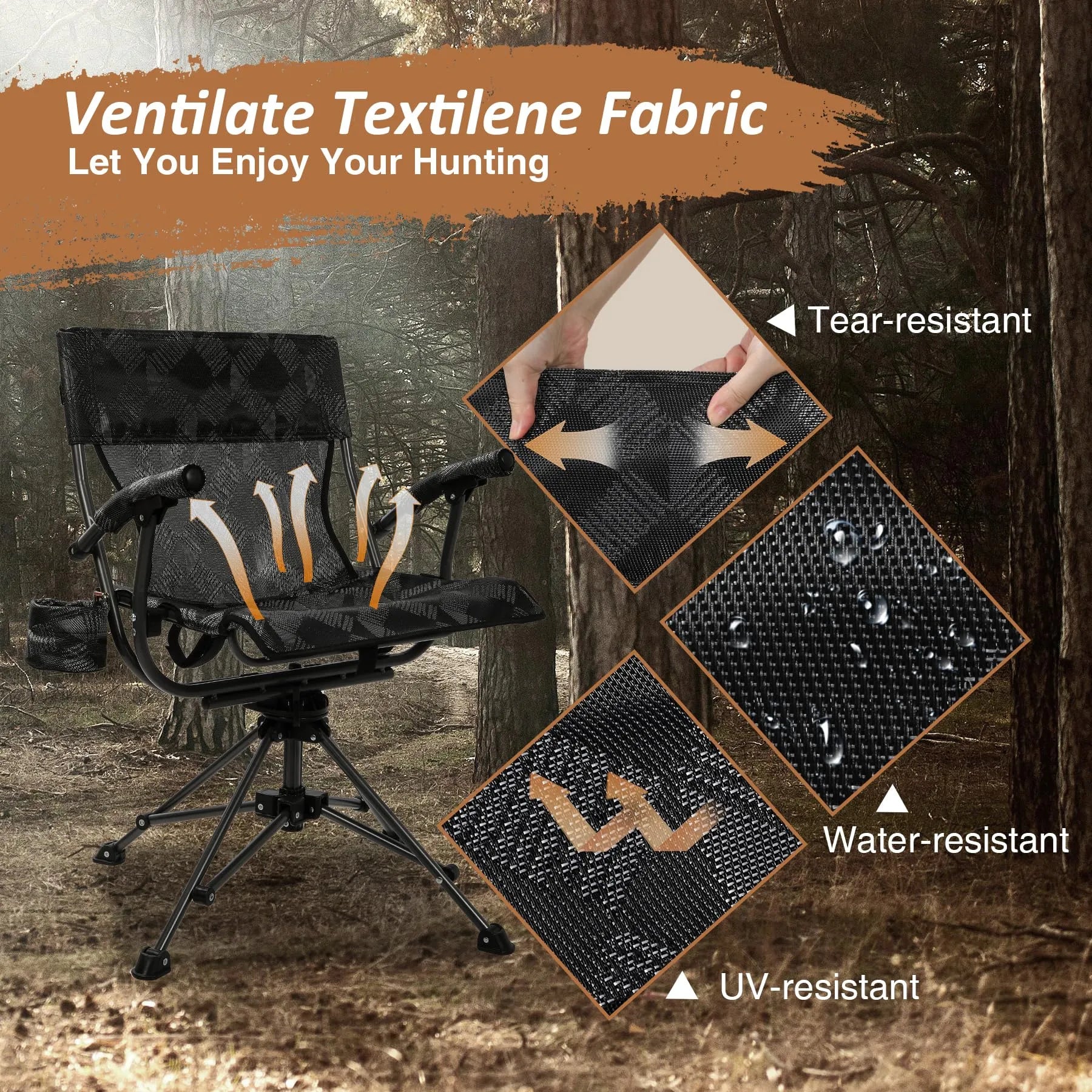 Silla de caza giratoria de 360 ​​grados REDCAMP para persianas