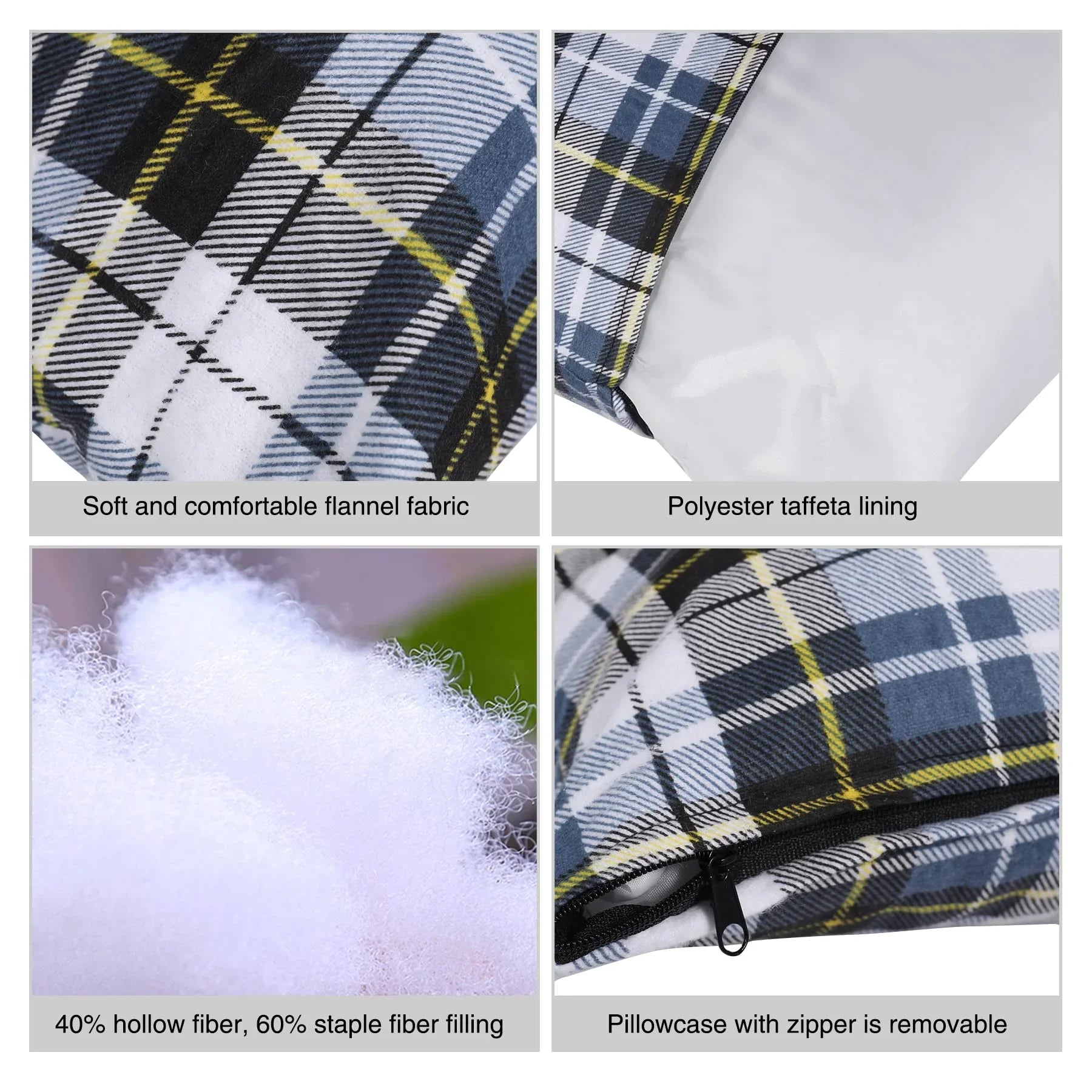 Small Camping Pillow Lightweight and Compressible, Flannel Travel Pillow with Removable Pillow Cover