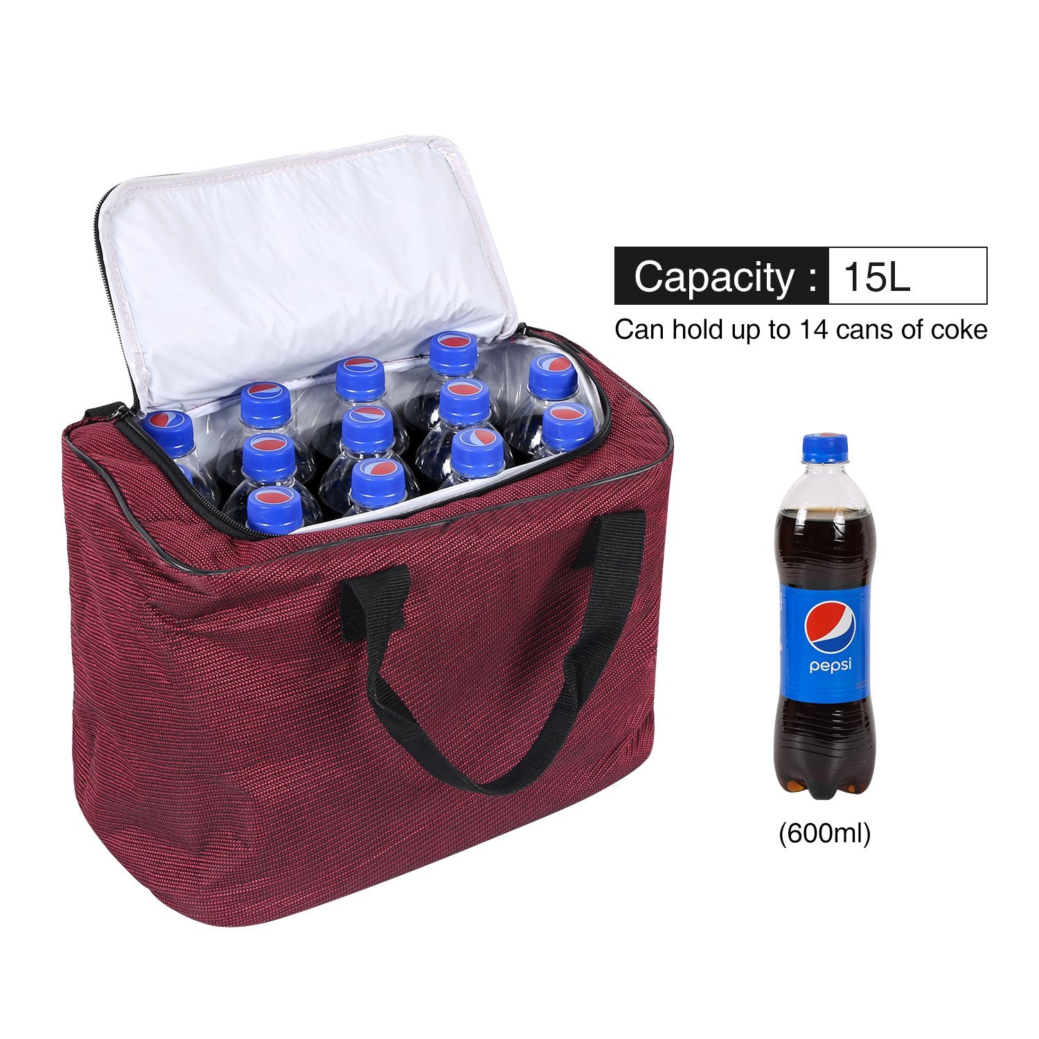 15L Soft Beach Cooler Bag for Utility Wagon, Wine Red