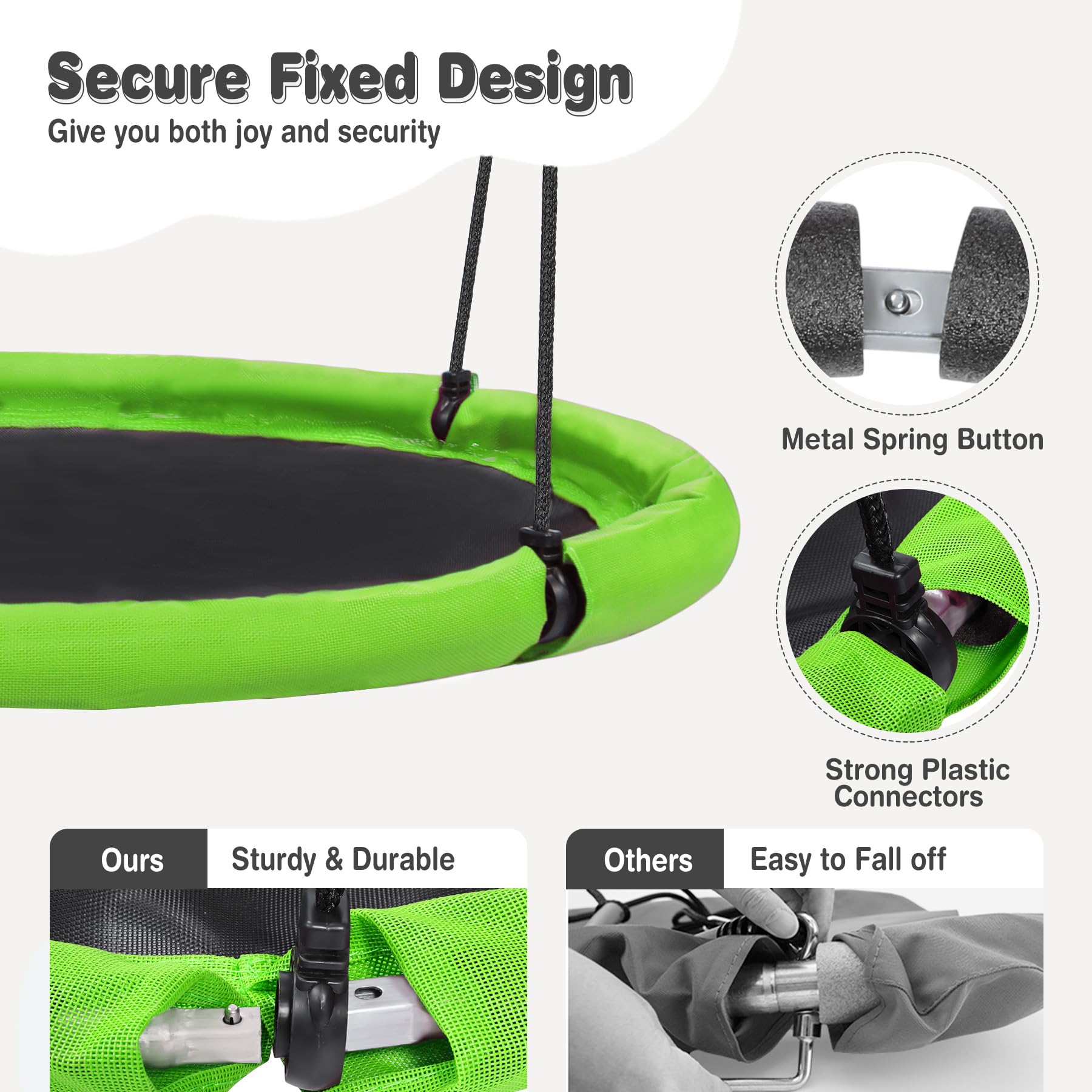 43" Tree Swing for Kids Outdoor, Waterproof Large Round Flying Saucer Swings for Trees and Swingset, Strong Heavy Duty for Outside Playground, 500LBS Weight Capacity, Purple