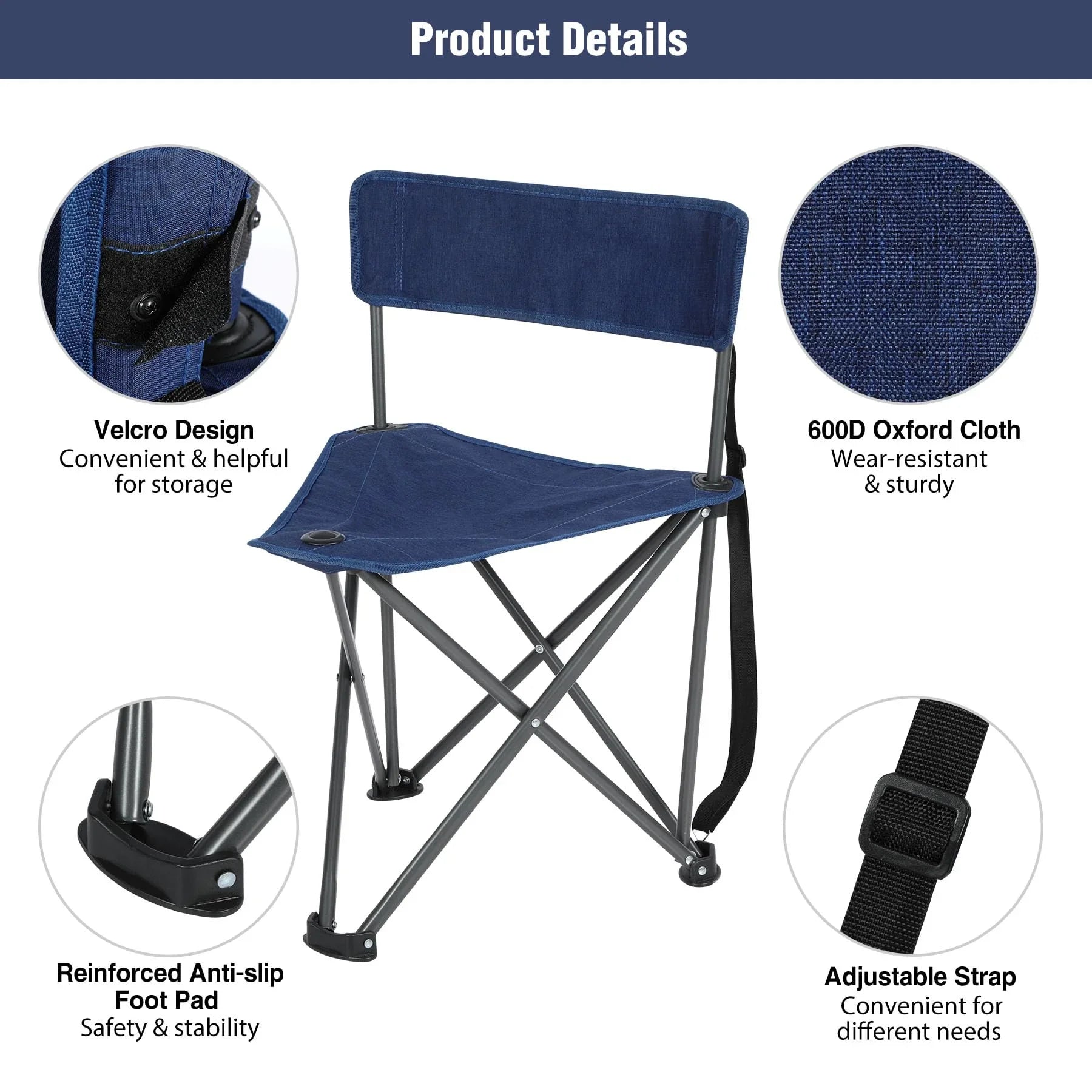 Lot de 2 chaises de camping à trépied 