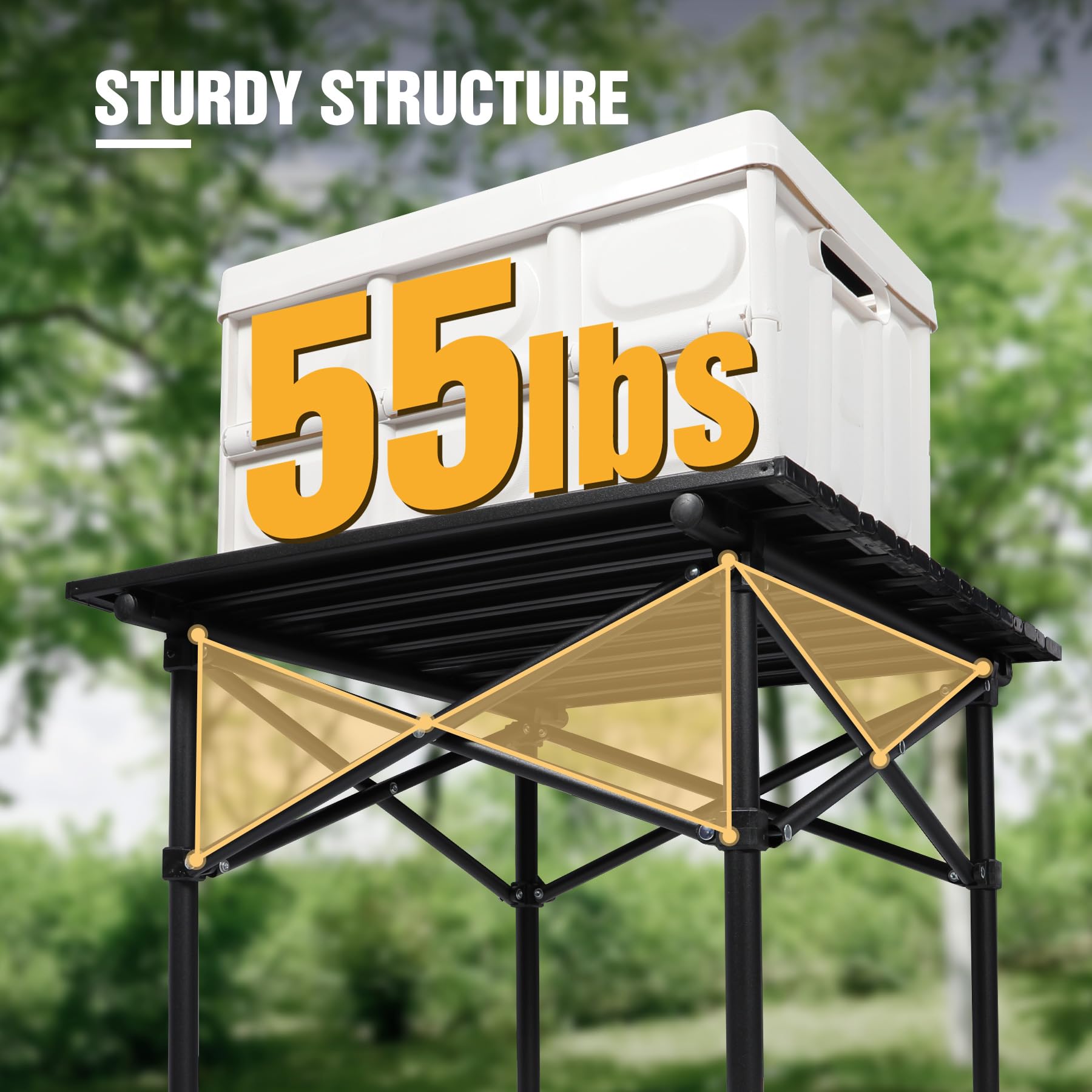 Portable Roll-Up Metal Camp Table - Black Square