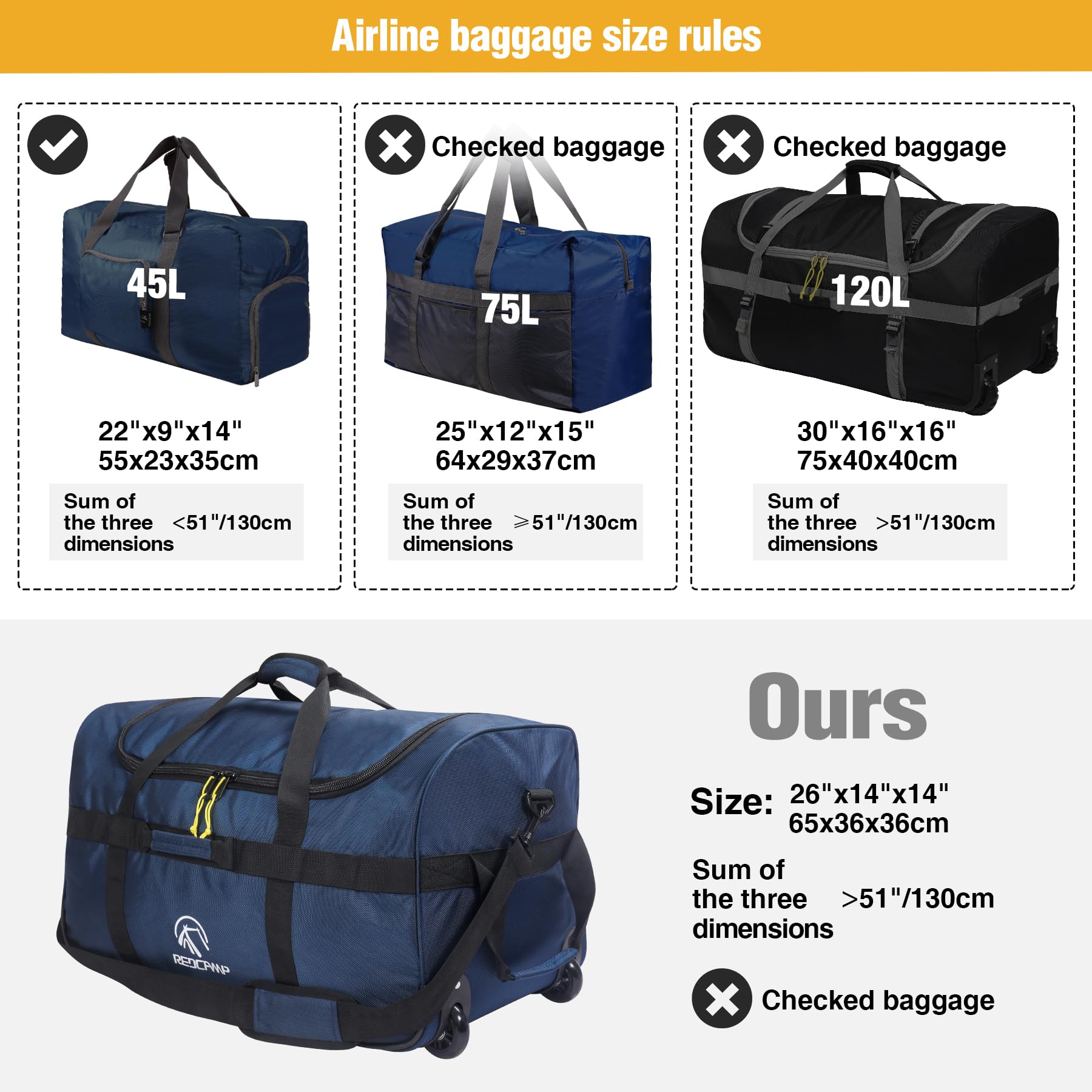 Foldable Wheeled Duffle Bag 85L / 120L