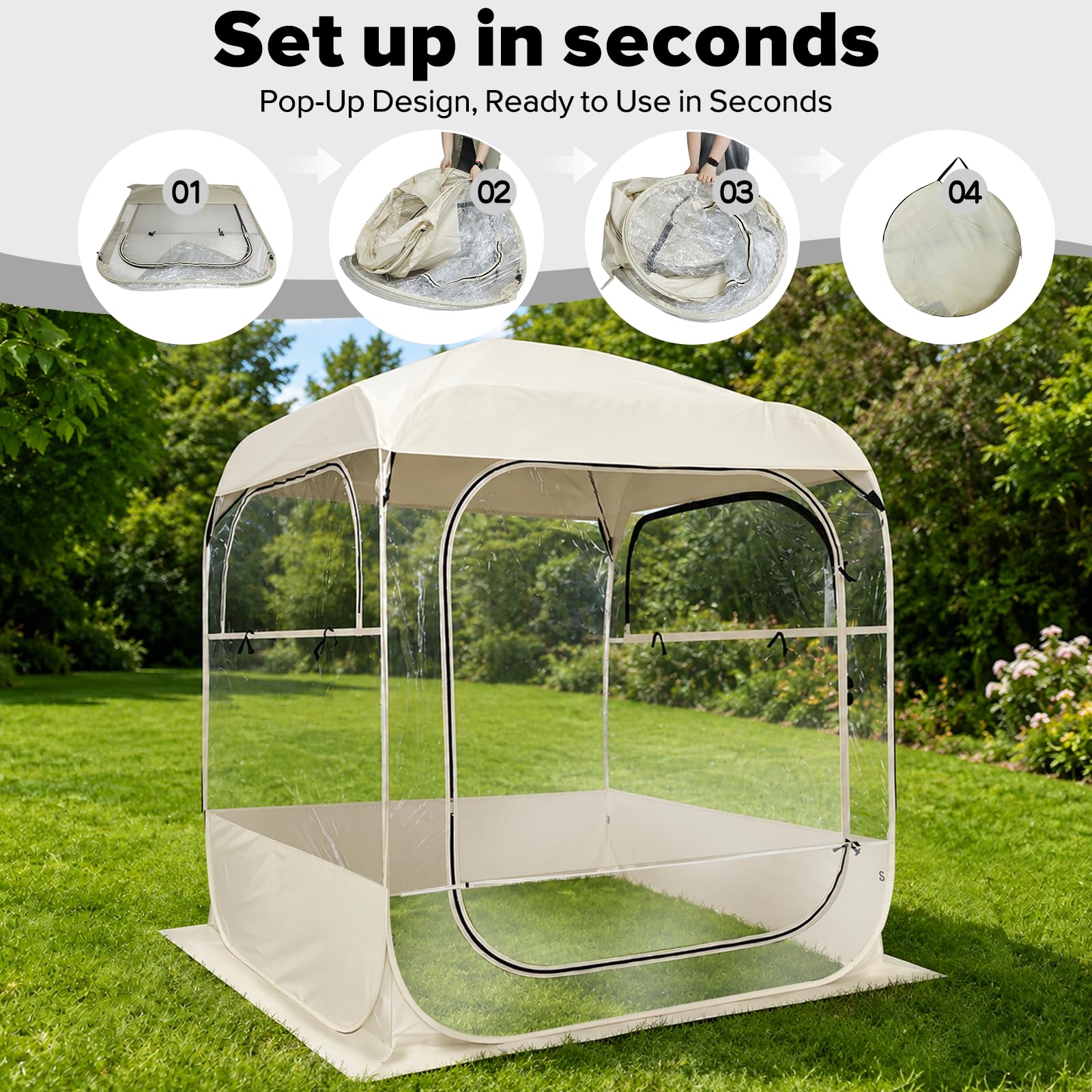 REDCAMP Pop Up Sports Tent with Clear PVC Panels