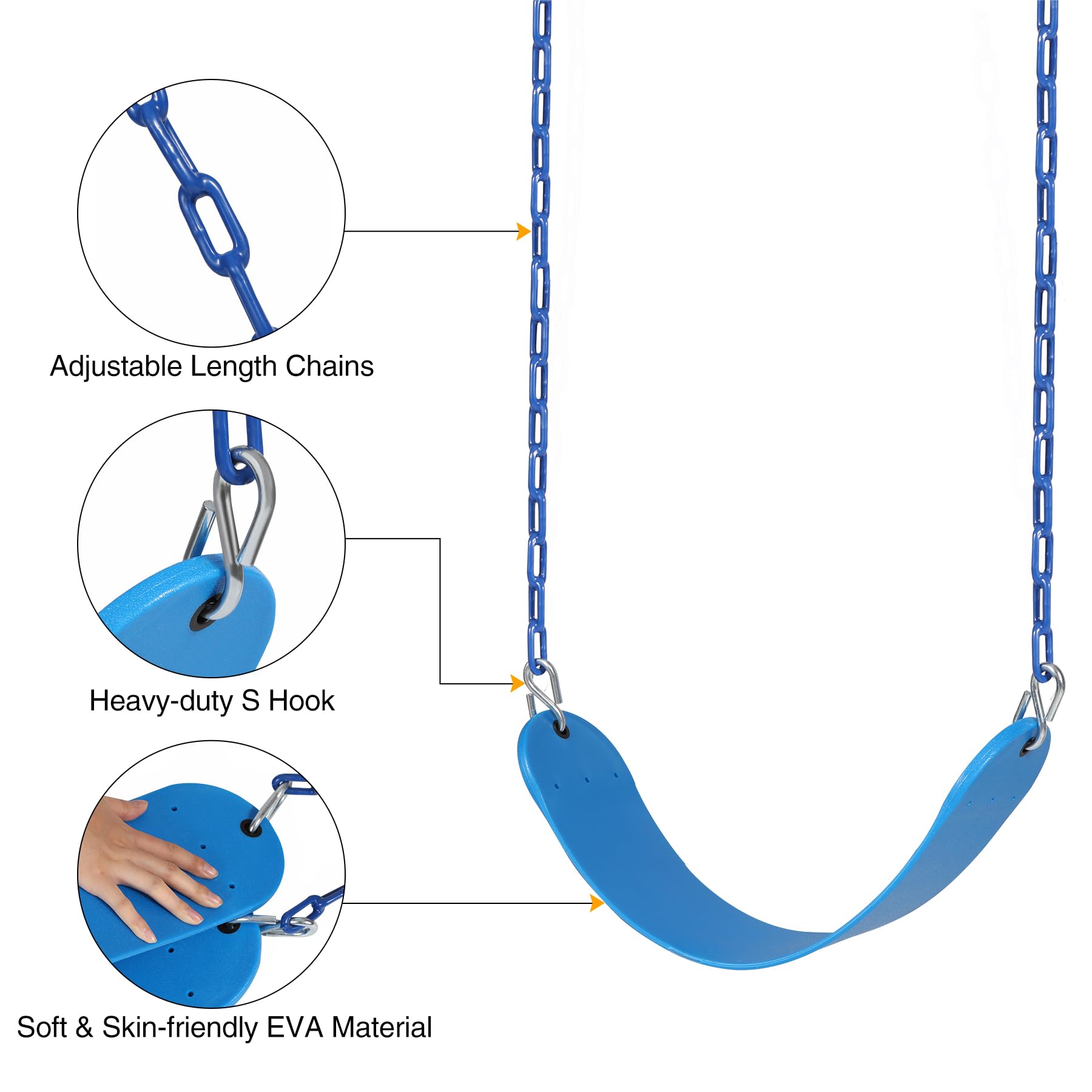 High Back Toddler Bucket Swing Seat with Coated Chains