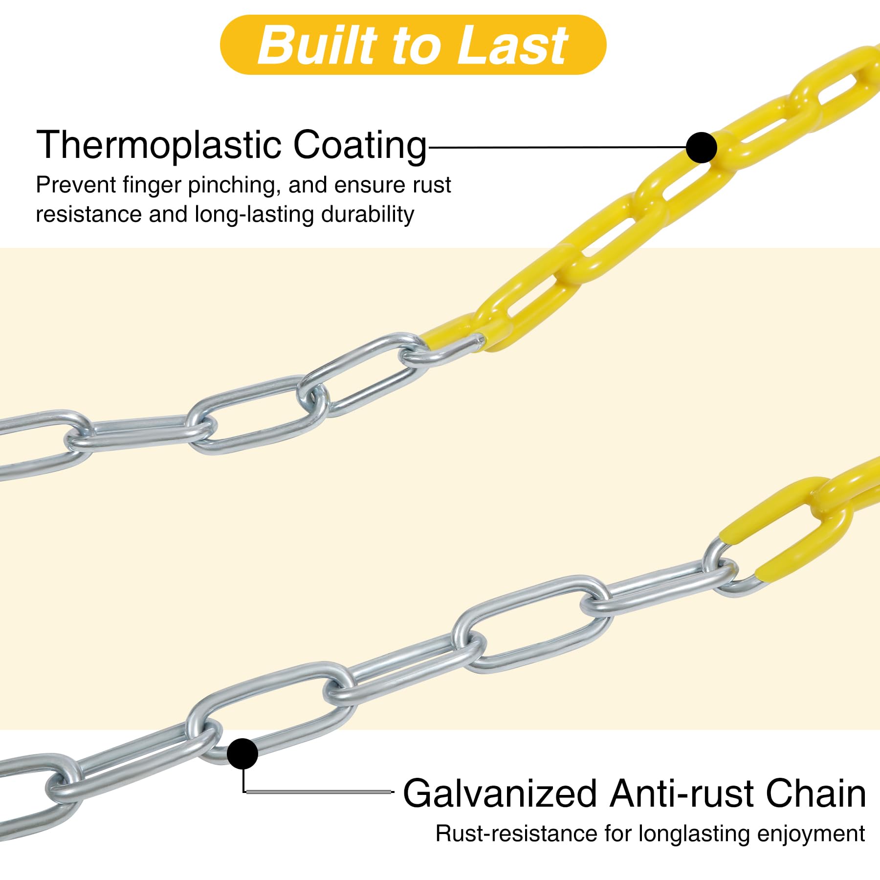 2 Pack Heavy Duty Swing Seats with 66" Chain, Swing Set Accessories Replacement with Snap Hooks for Kids and Adults, Ideal for Outdoor Play, Playgrounds and Trees, Blue