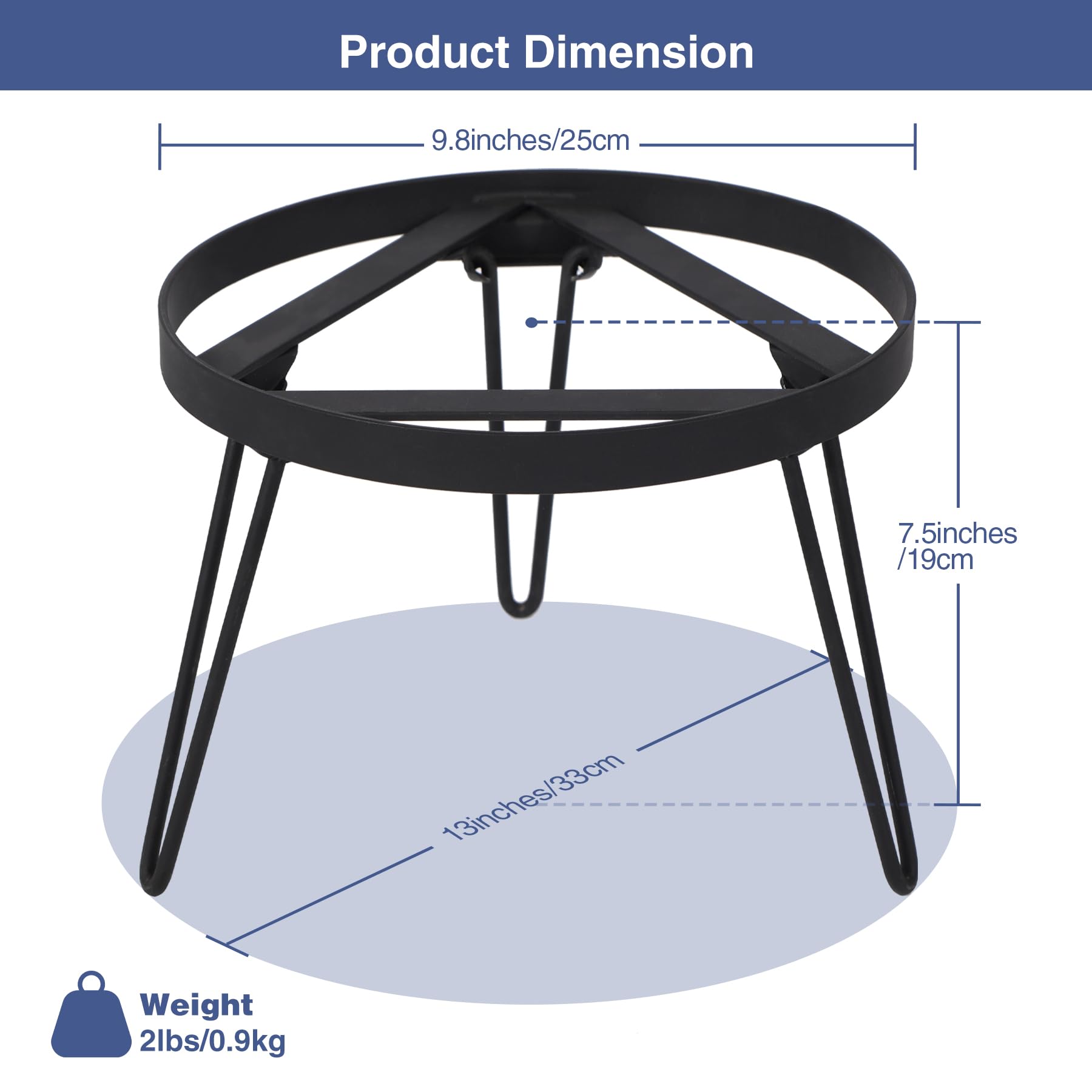 Folding Campfire Tripod for Cooking, Portable Camping Tripod Stand for Solo Stove Bonfire Fire Pit, Dutch Oven, Open Fire, Iron Black