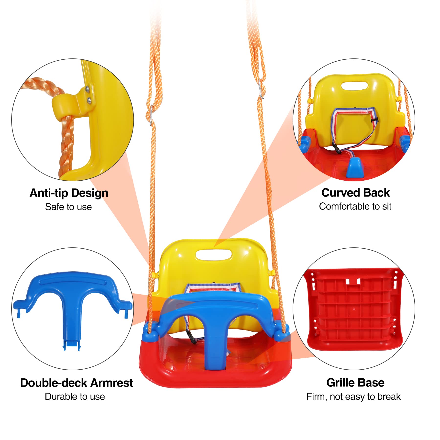 4-in-1 Convertible Toddler Swing with Detachable Dining Tray