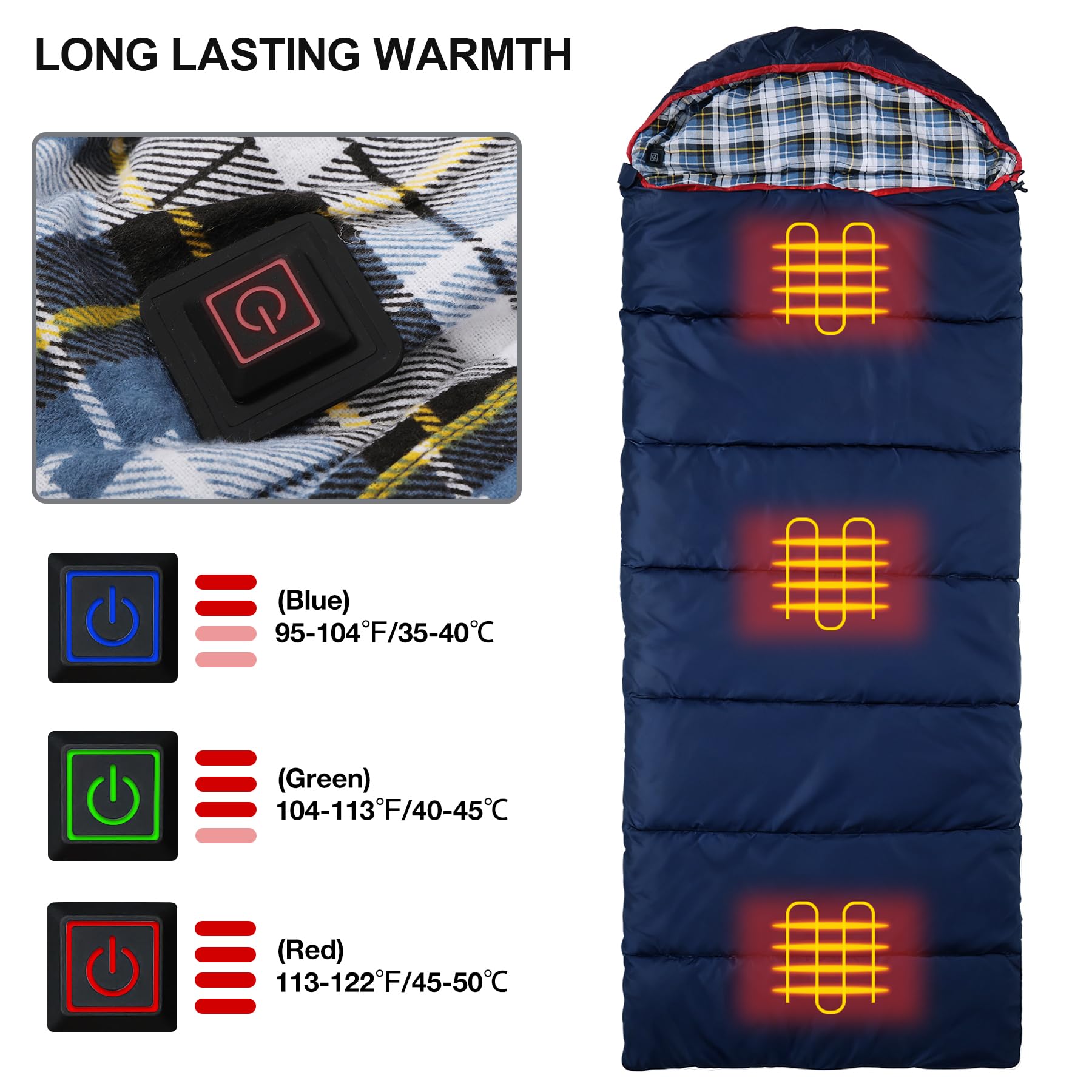 Heated Sleeping Bag with 3 Temperature