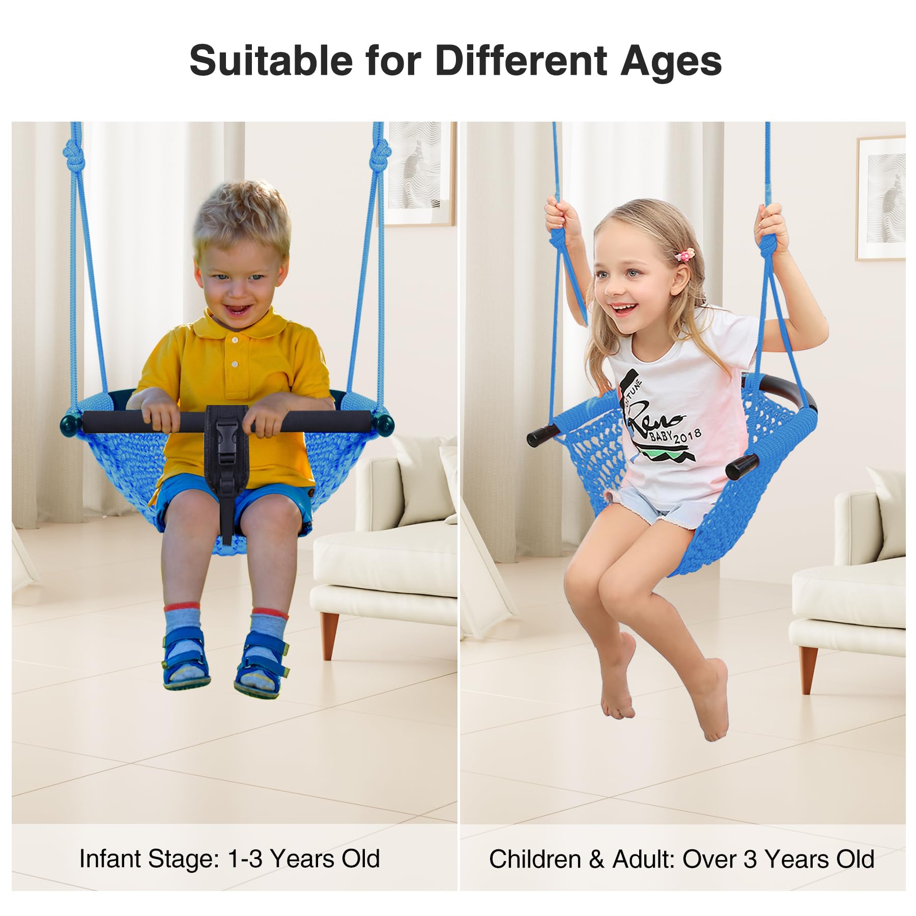 Hand-Woven Adjustable Rope Swing Seat