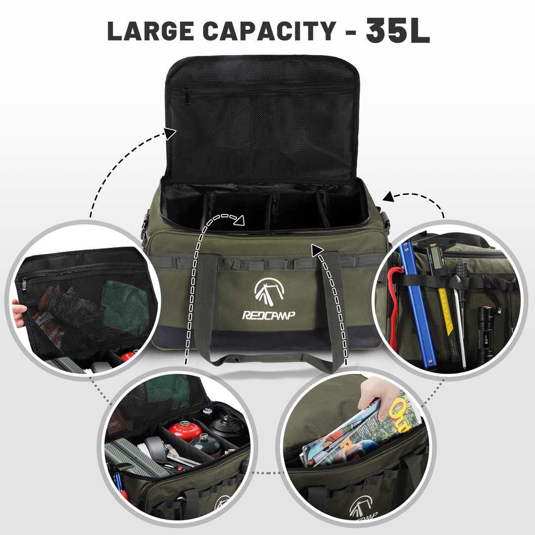 35L Camping Tote Organizer with adjustable dividers