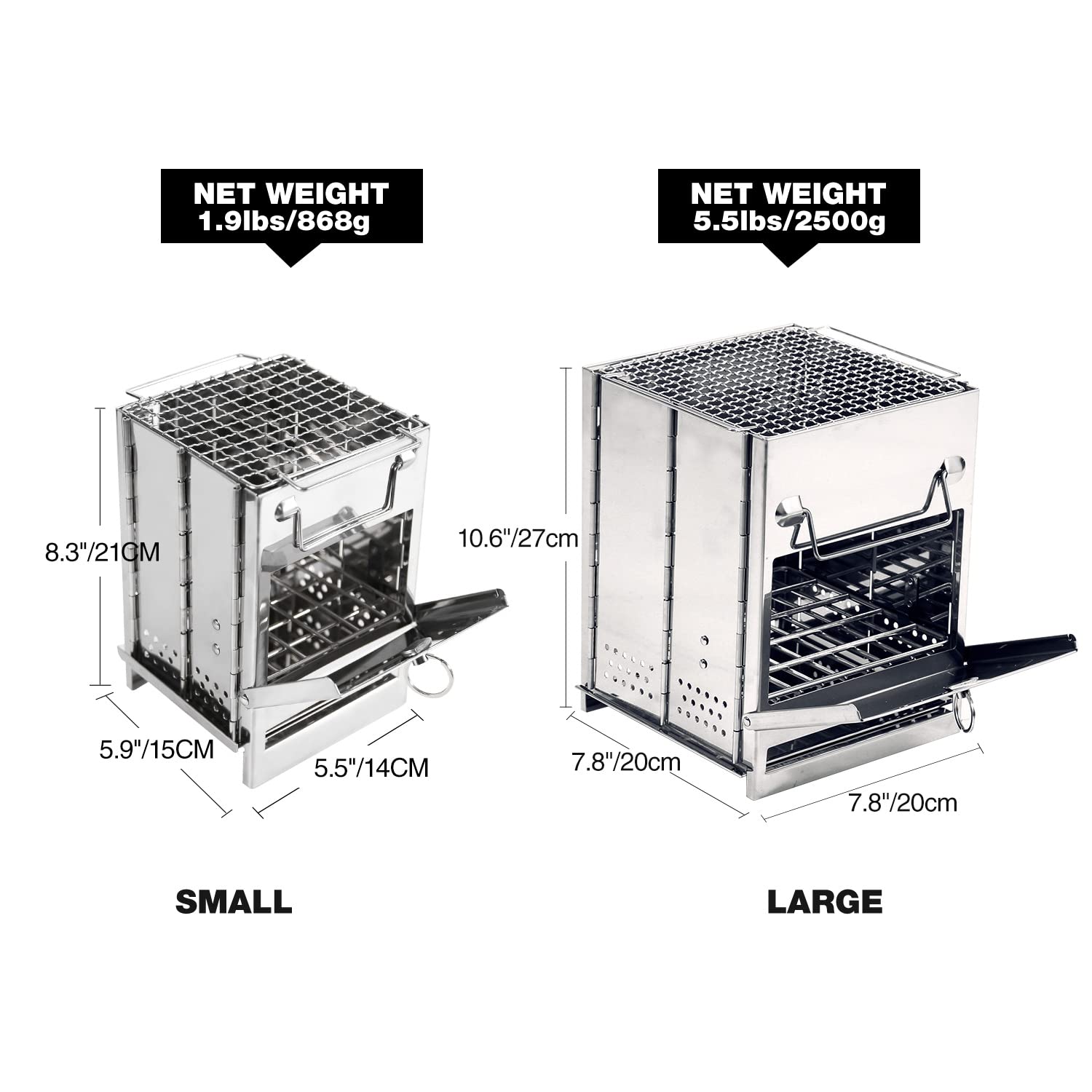 Folding Wood Burning Camping Stove with Grill