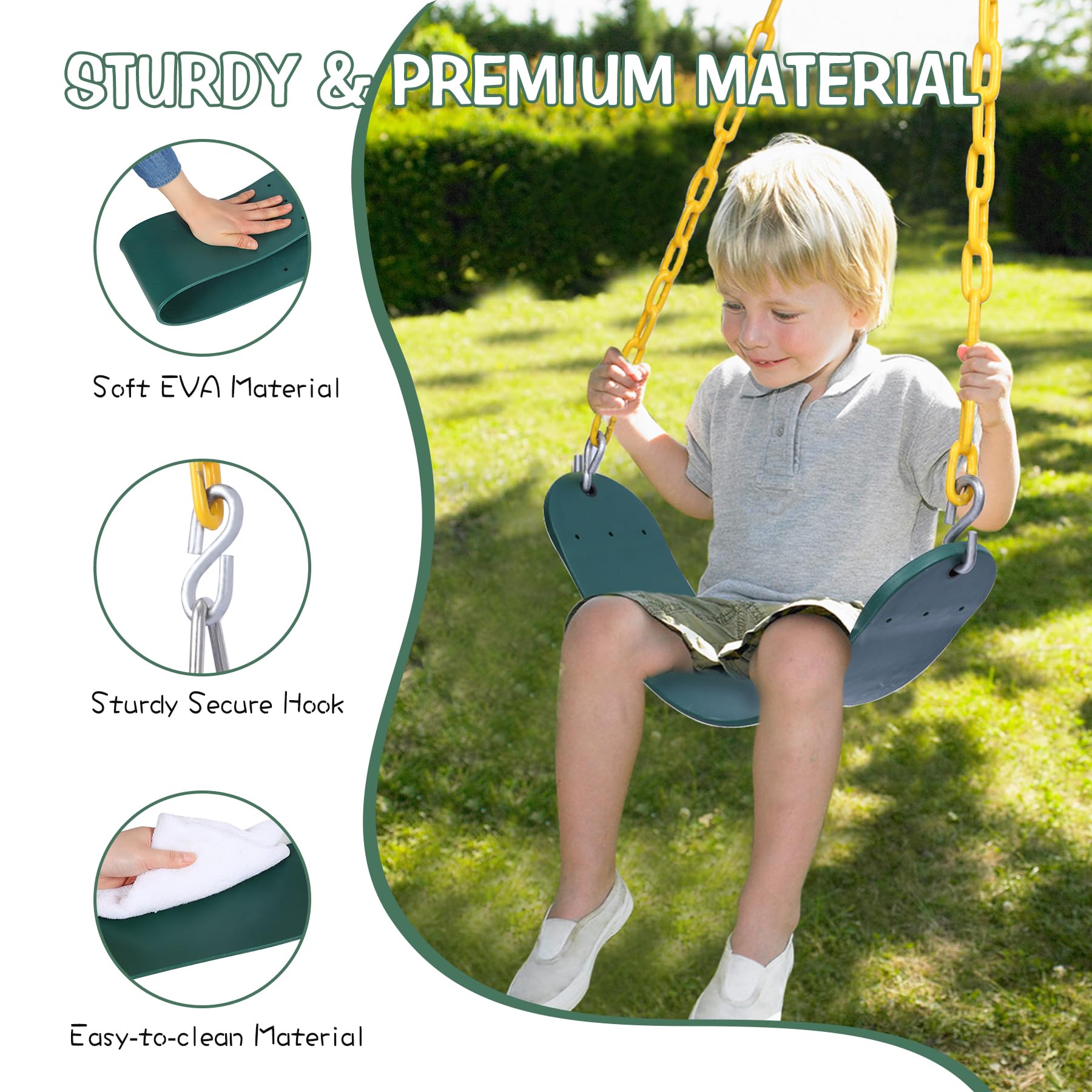 3-in-1 Backyard Swing Set Combo with Belt, Bucket, and Trapeze