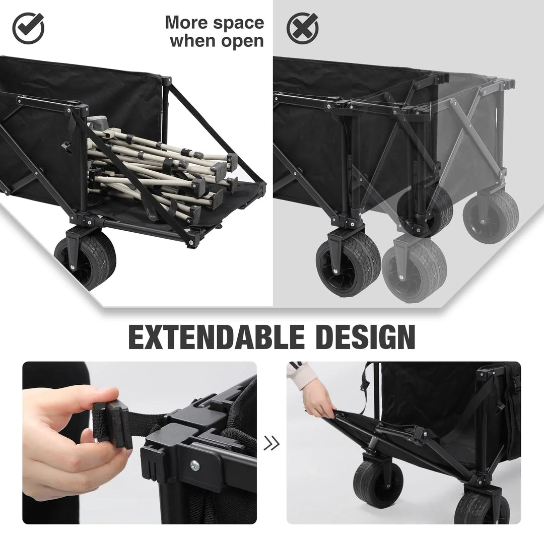 49" Extended Collapsible Fishing Cart with 6 Rod Holders