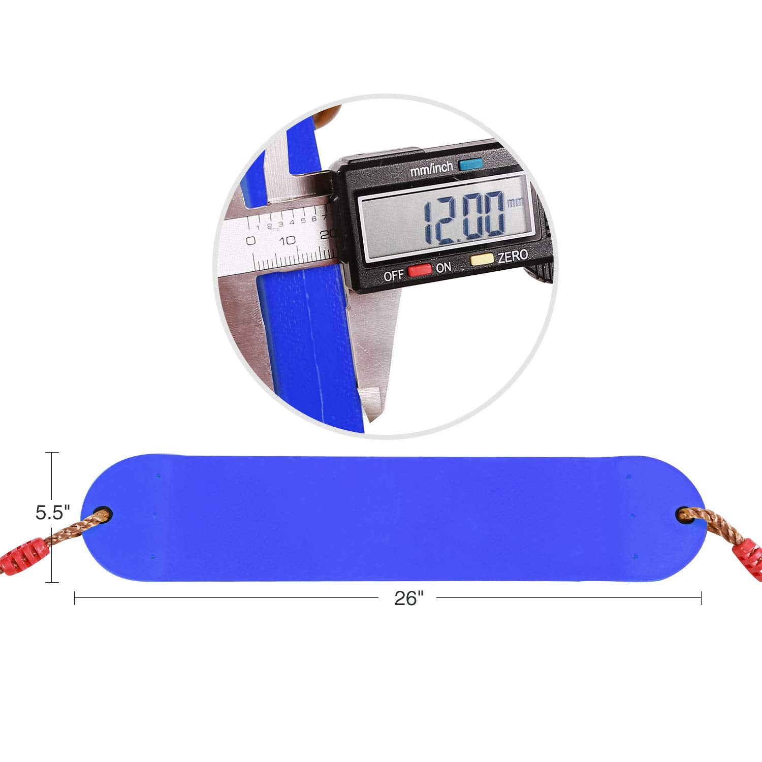 2 Pack Swing Seat for Kids and Adults, Heavy Duty Replacement Swing with Adjustable Ropes, Blue