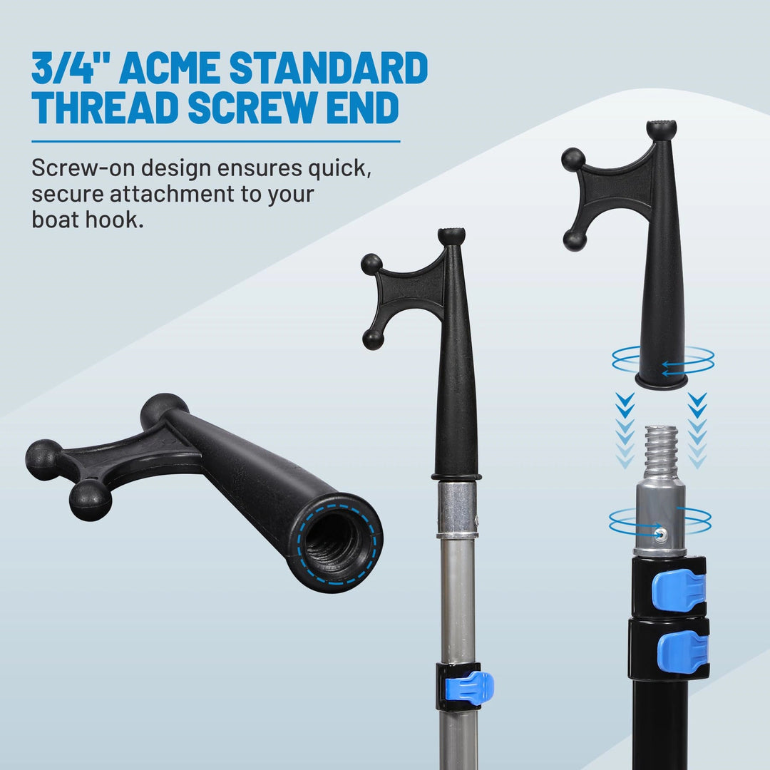 8ft/12ft Aluminum Extendable Telescopic Boat Hook For Docking, Black/Silver